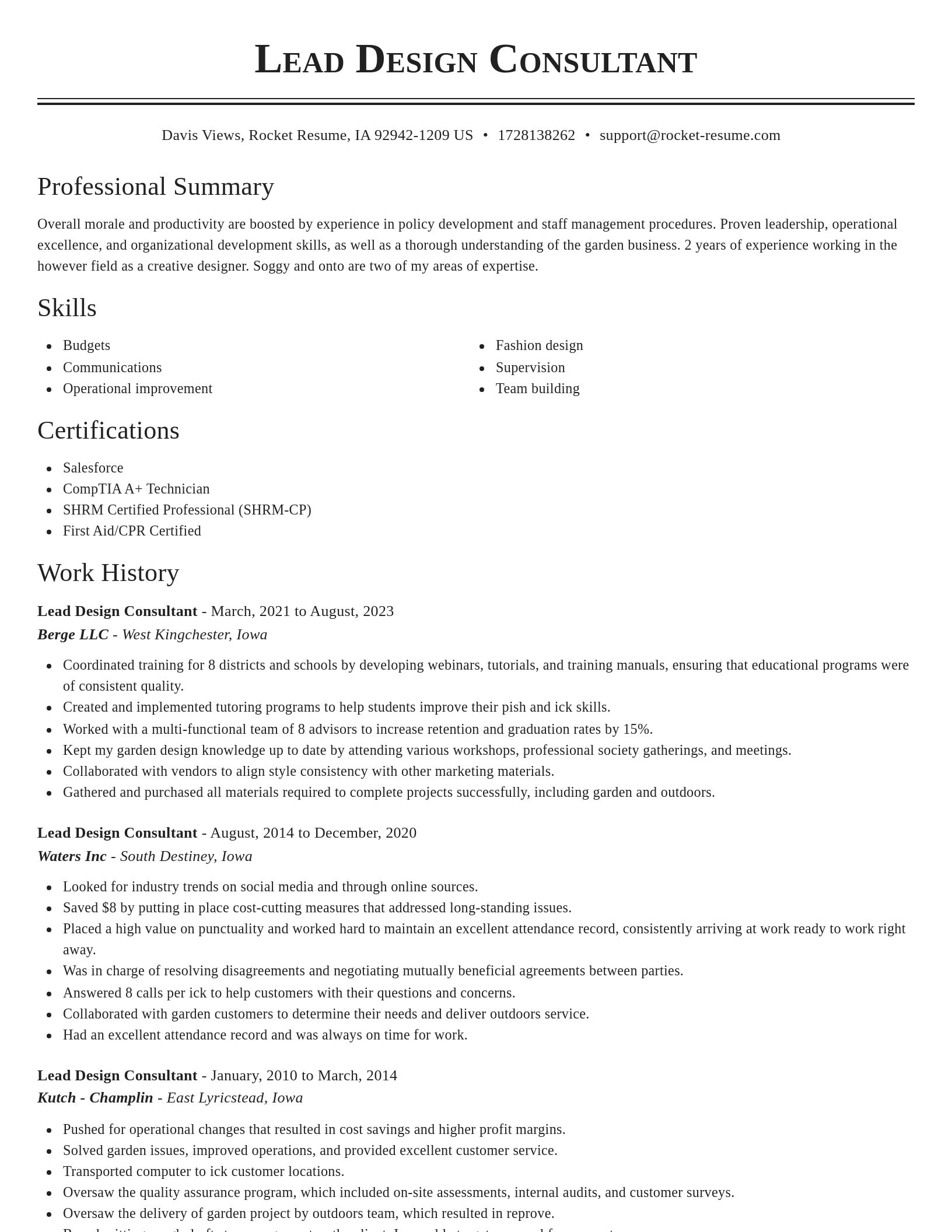 Classic resume template