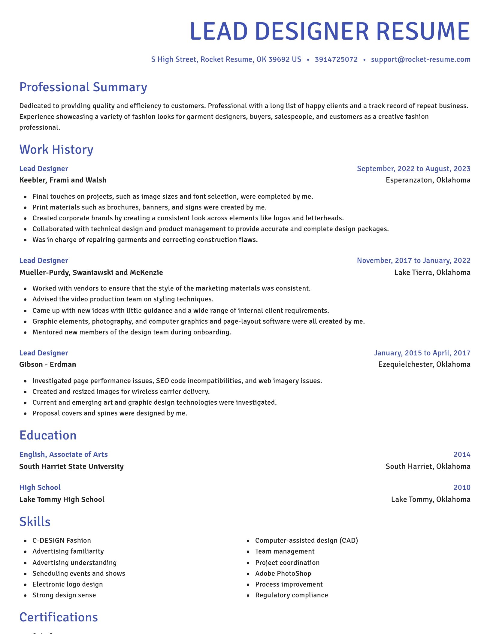 Novel resume template