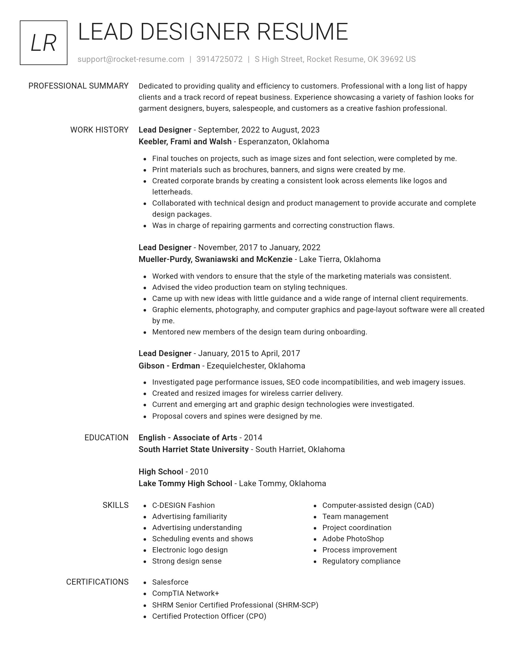 Renowned resume template