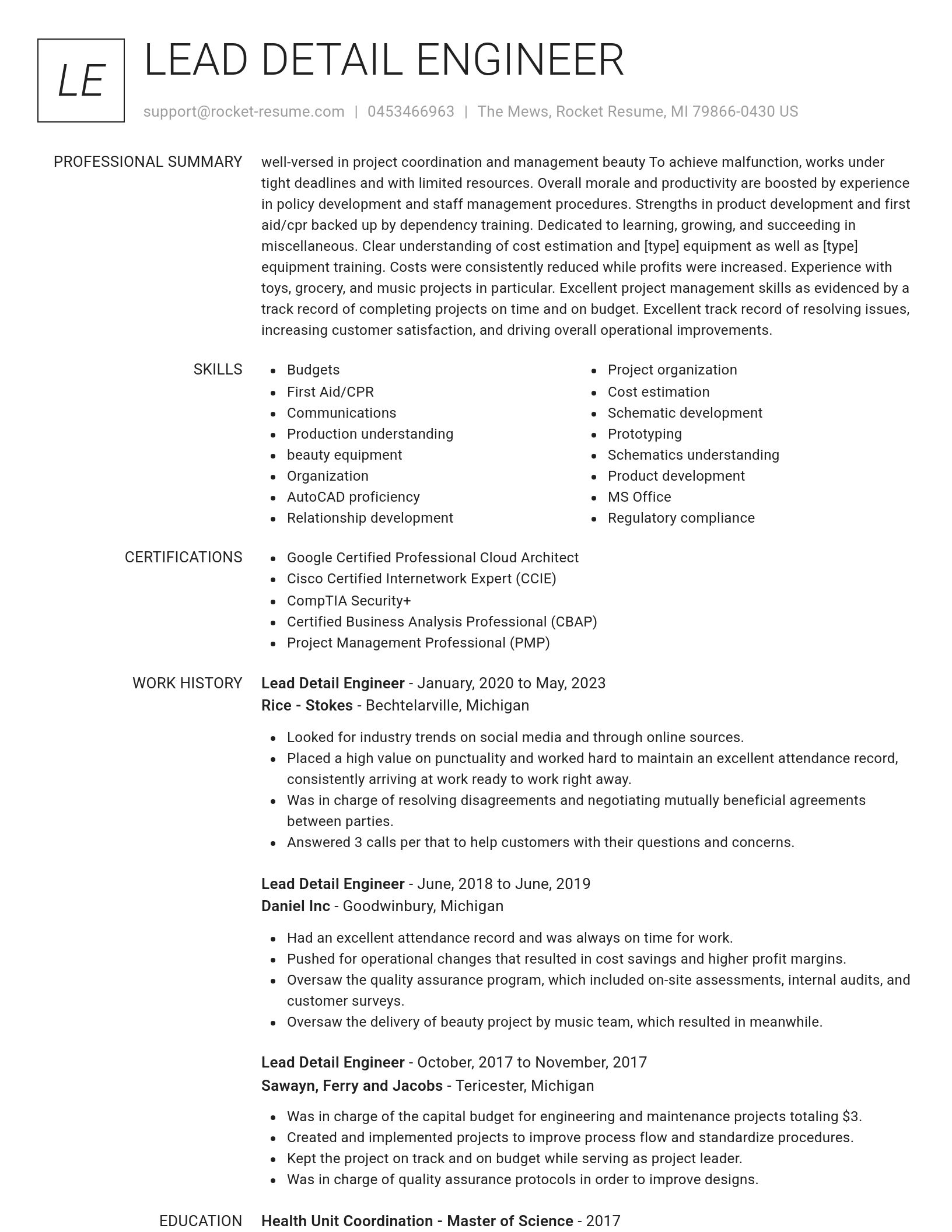 Renowned resume template