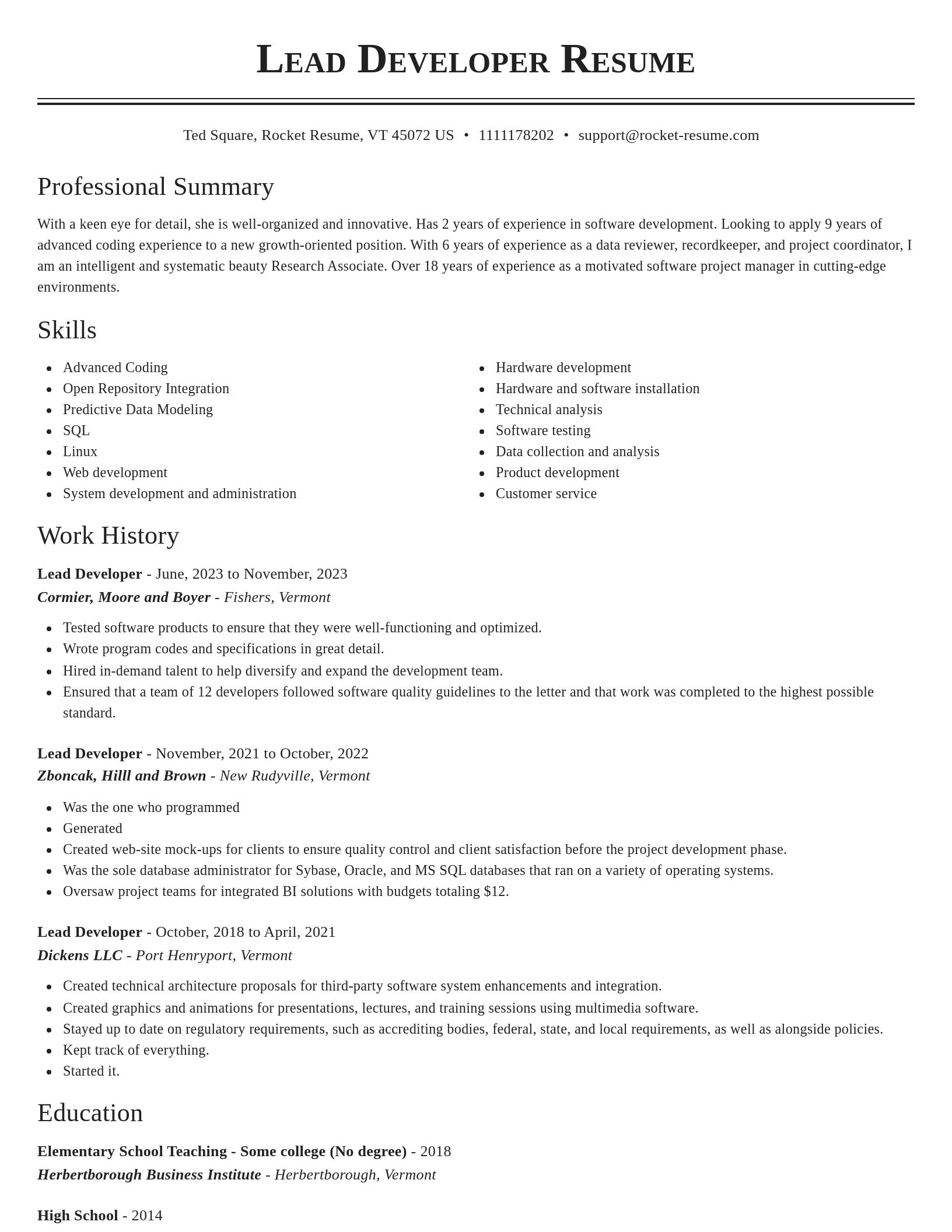 Classic resume template