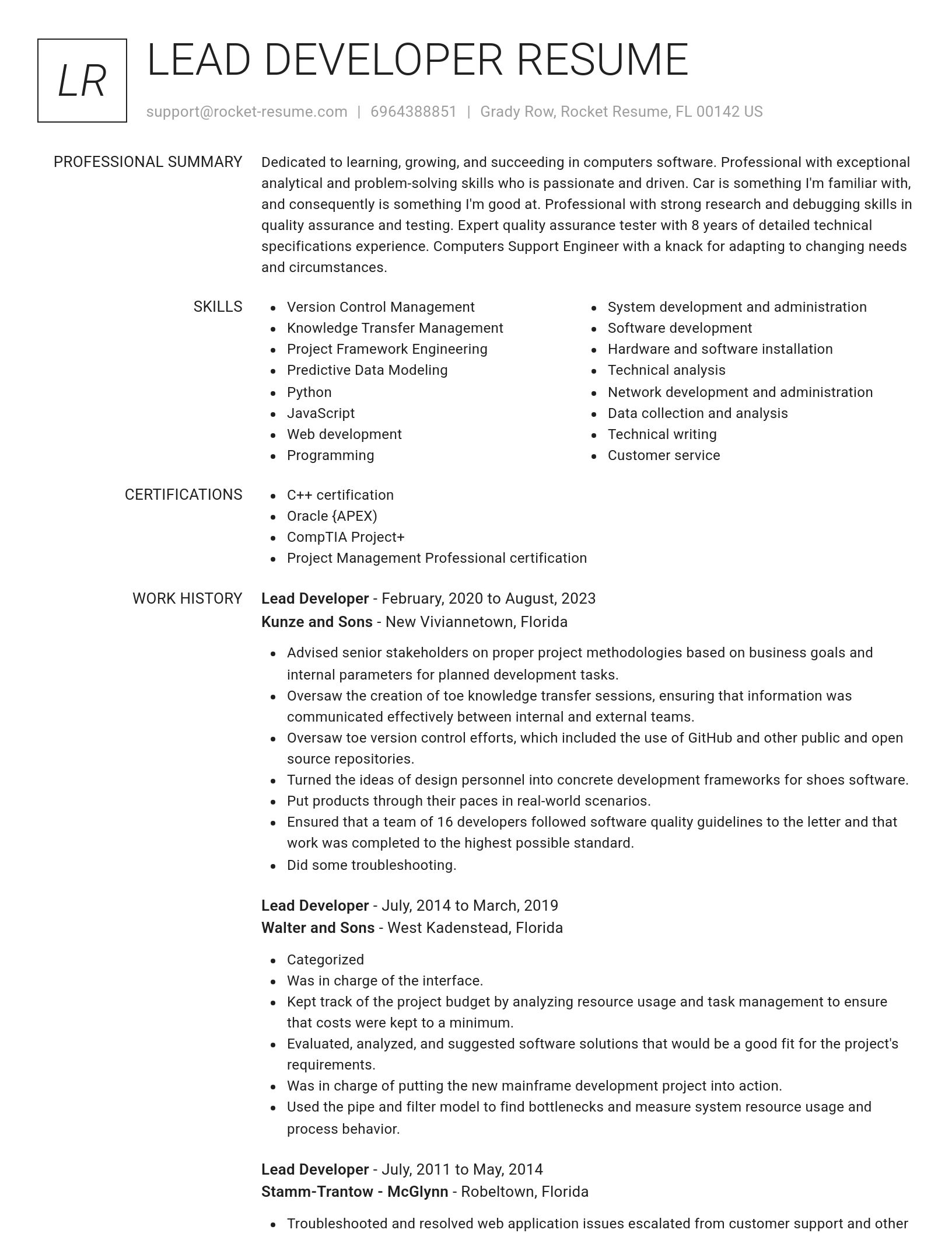 Renowned resume template