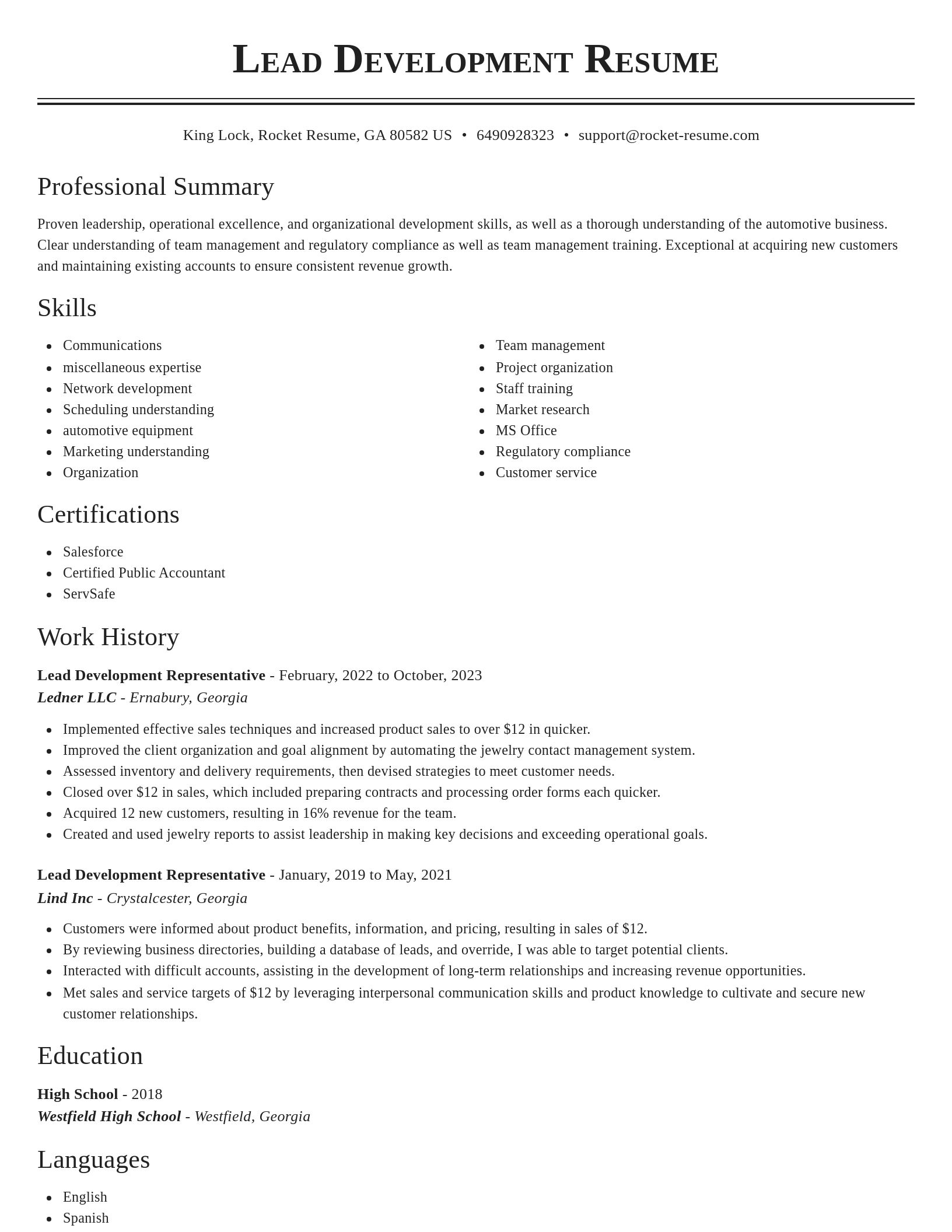 Classic resume template