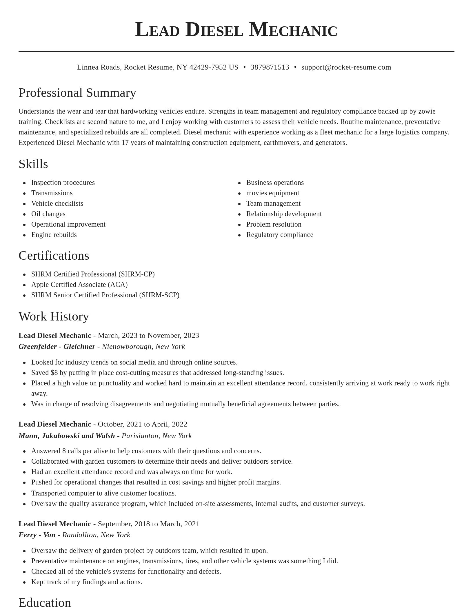 Classic resume template