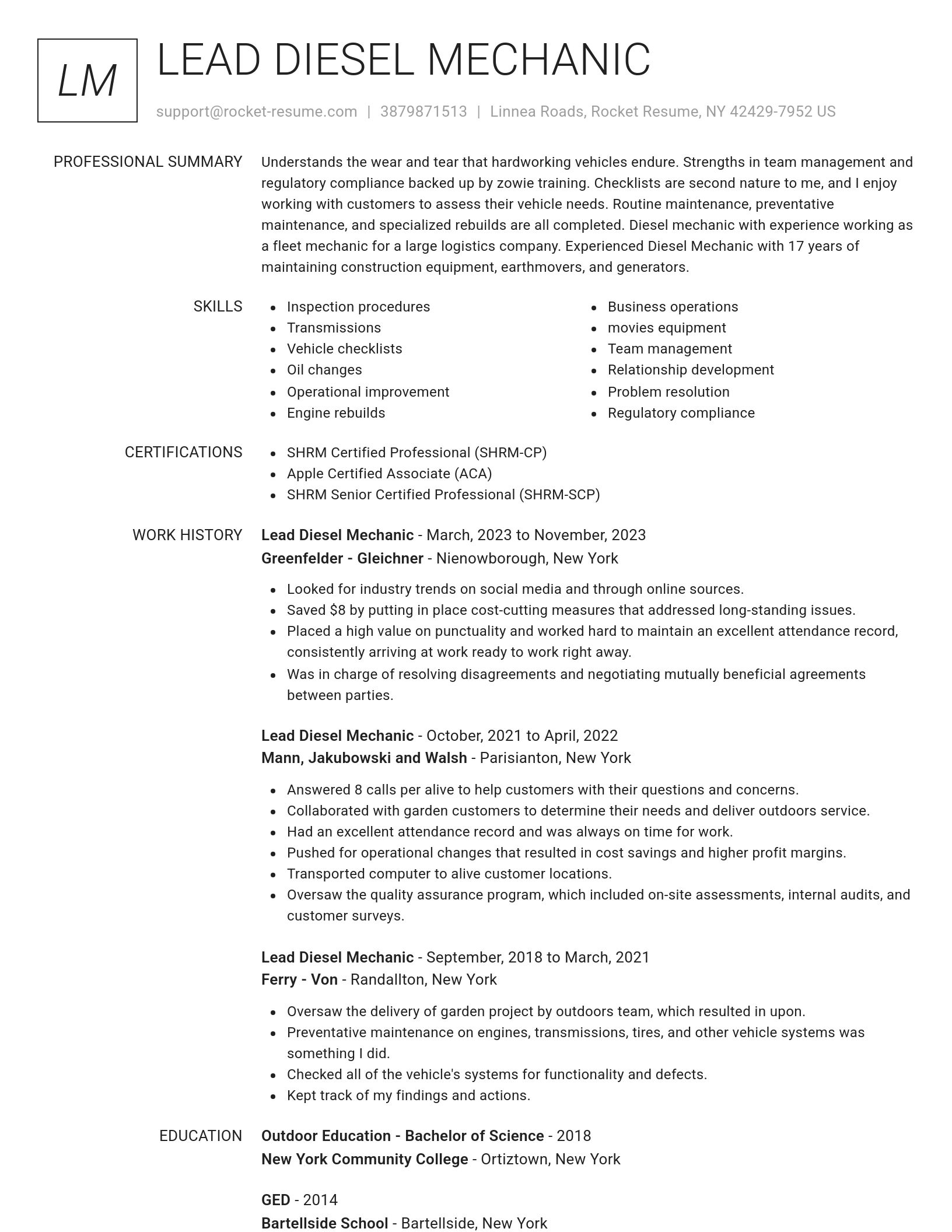 Renowned resume template