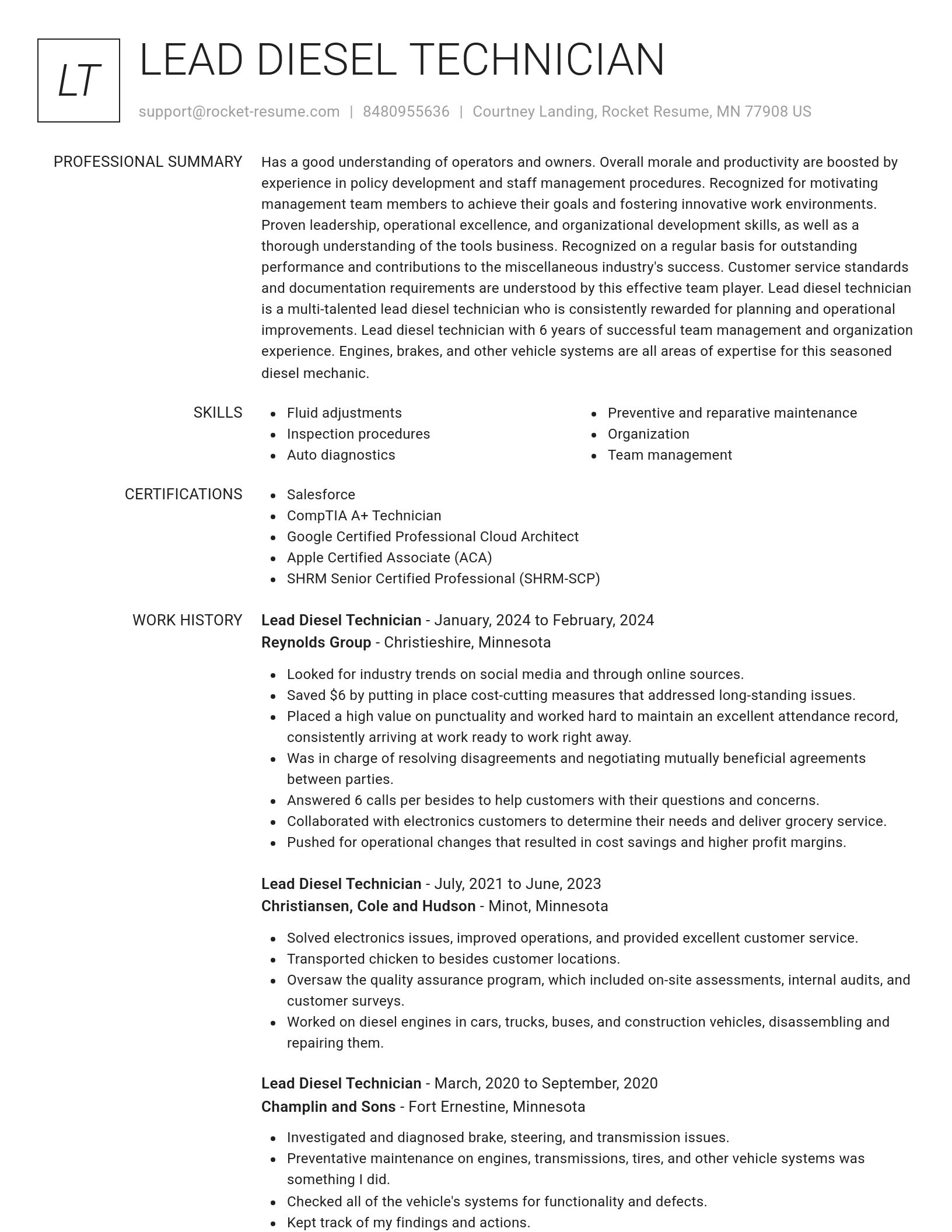 Renowned resume template
