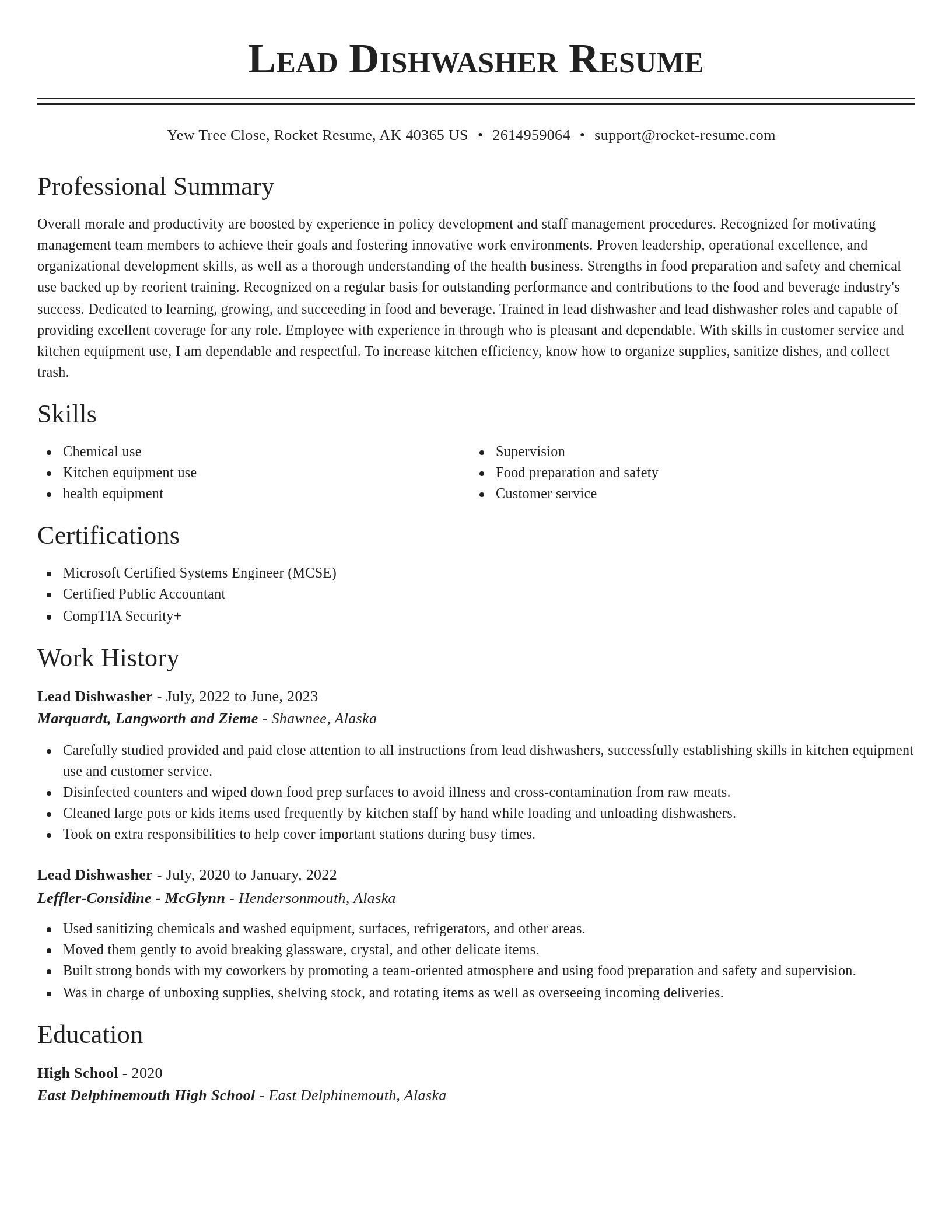 Classic resume template