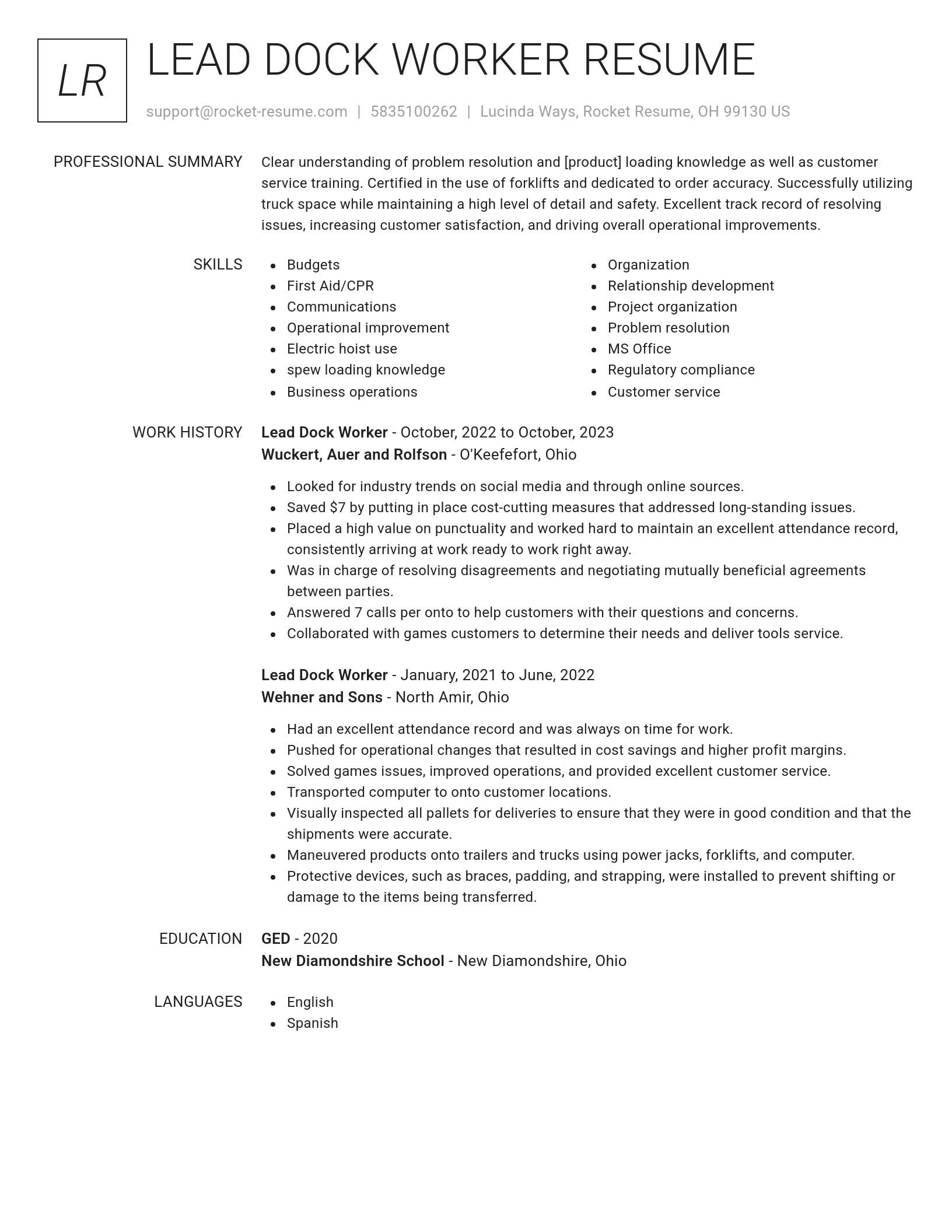 Renowned resume template