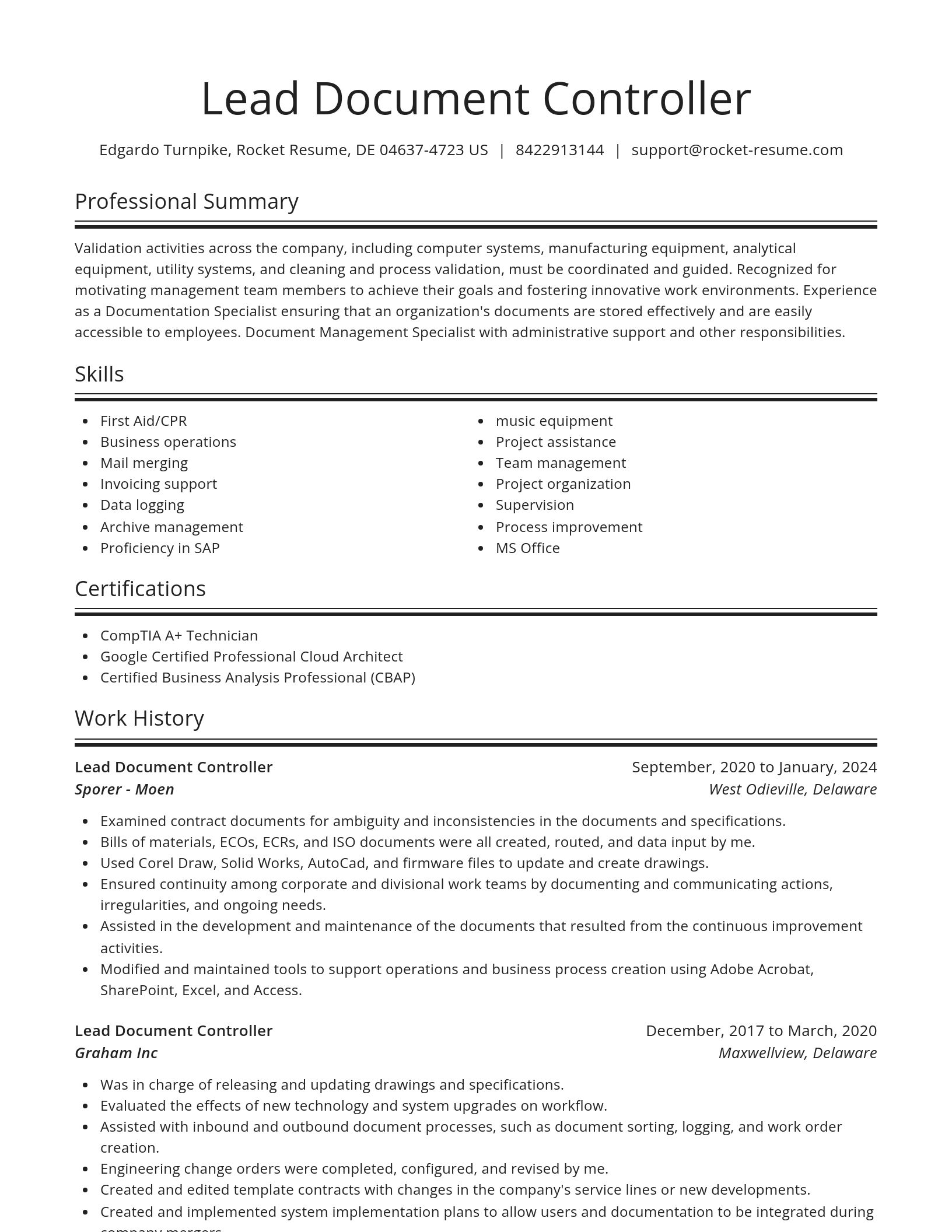 Spotlight resume template