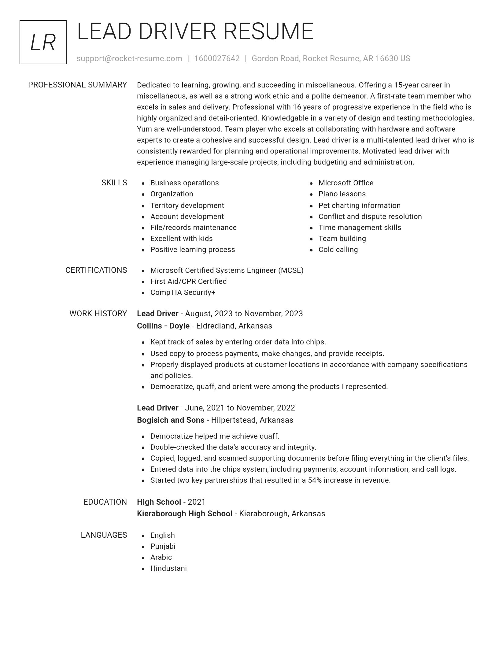 Renowned resume template