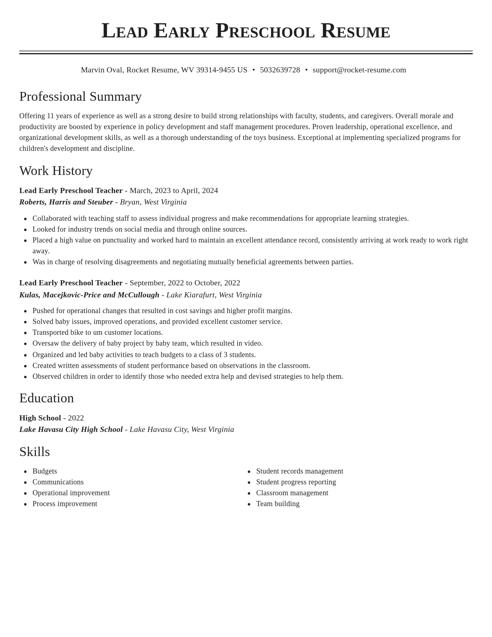 Classic resume template