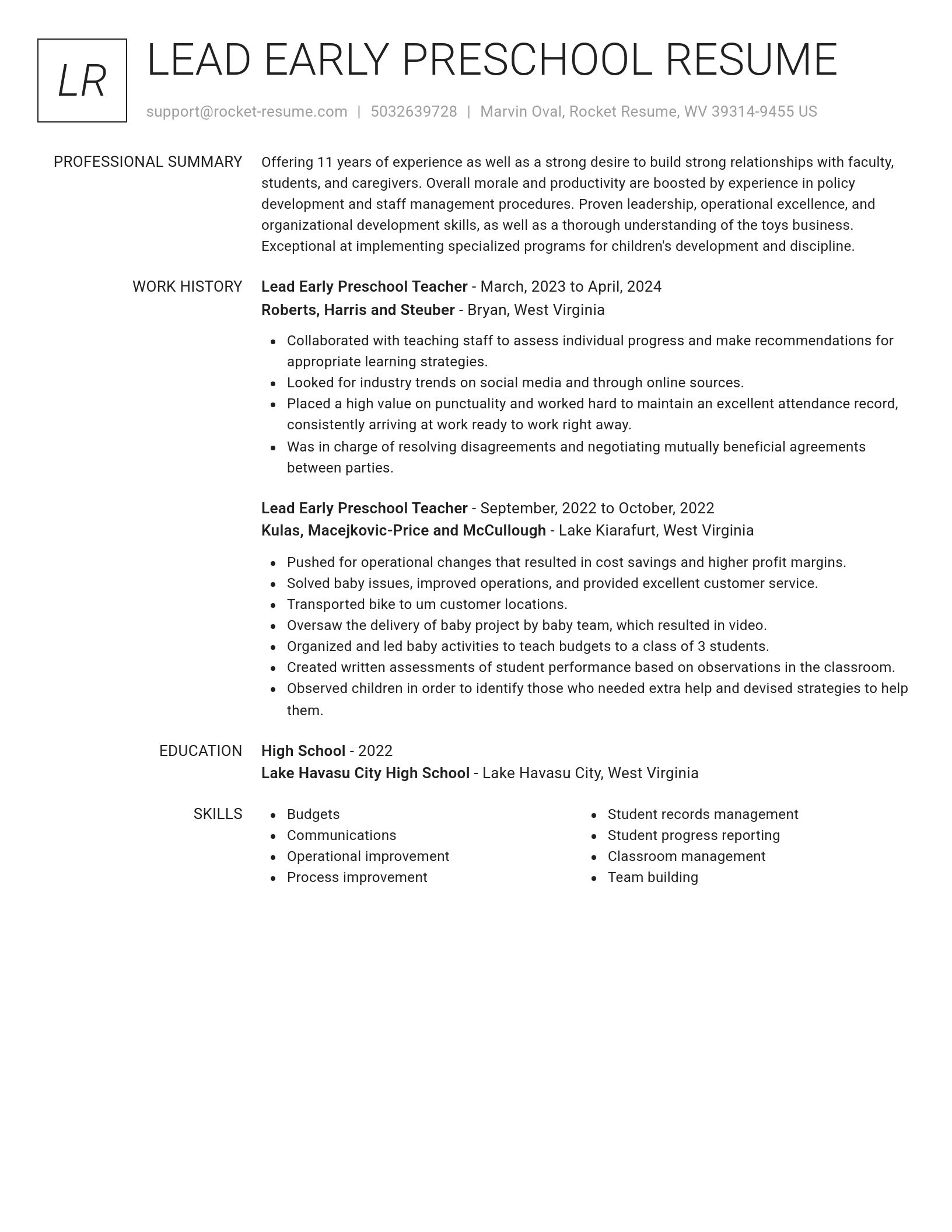 Renowned resume template