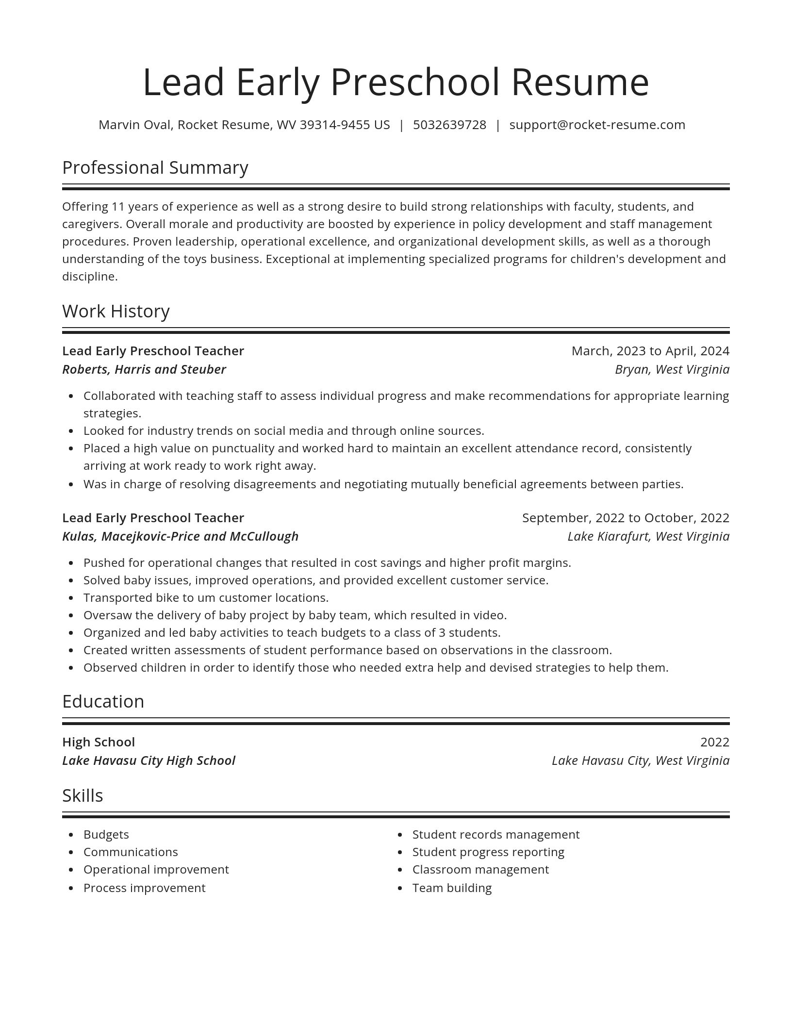Spotlight resume template