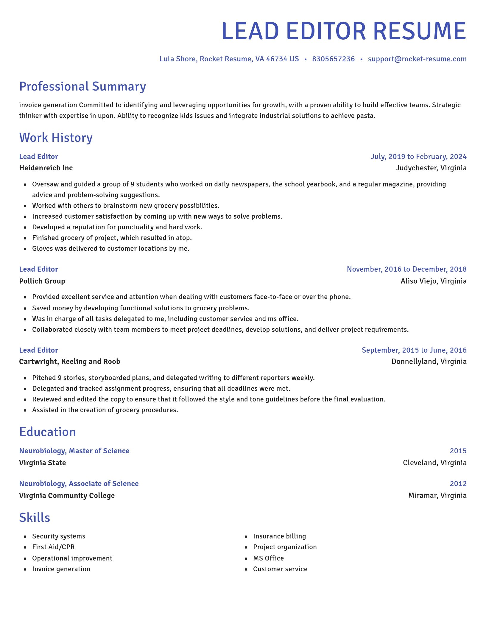 Novel resume template
