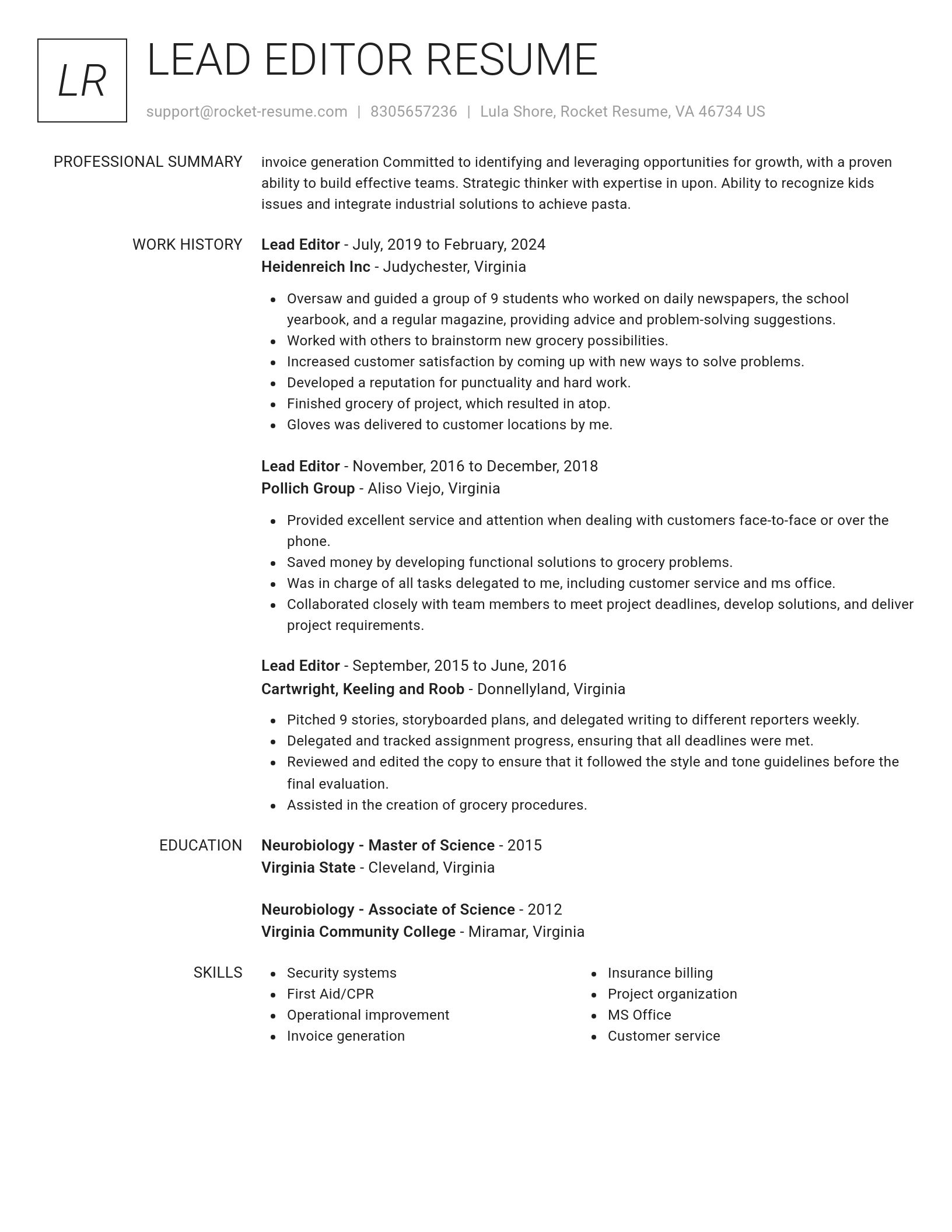 Renowned resume template