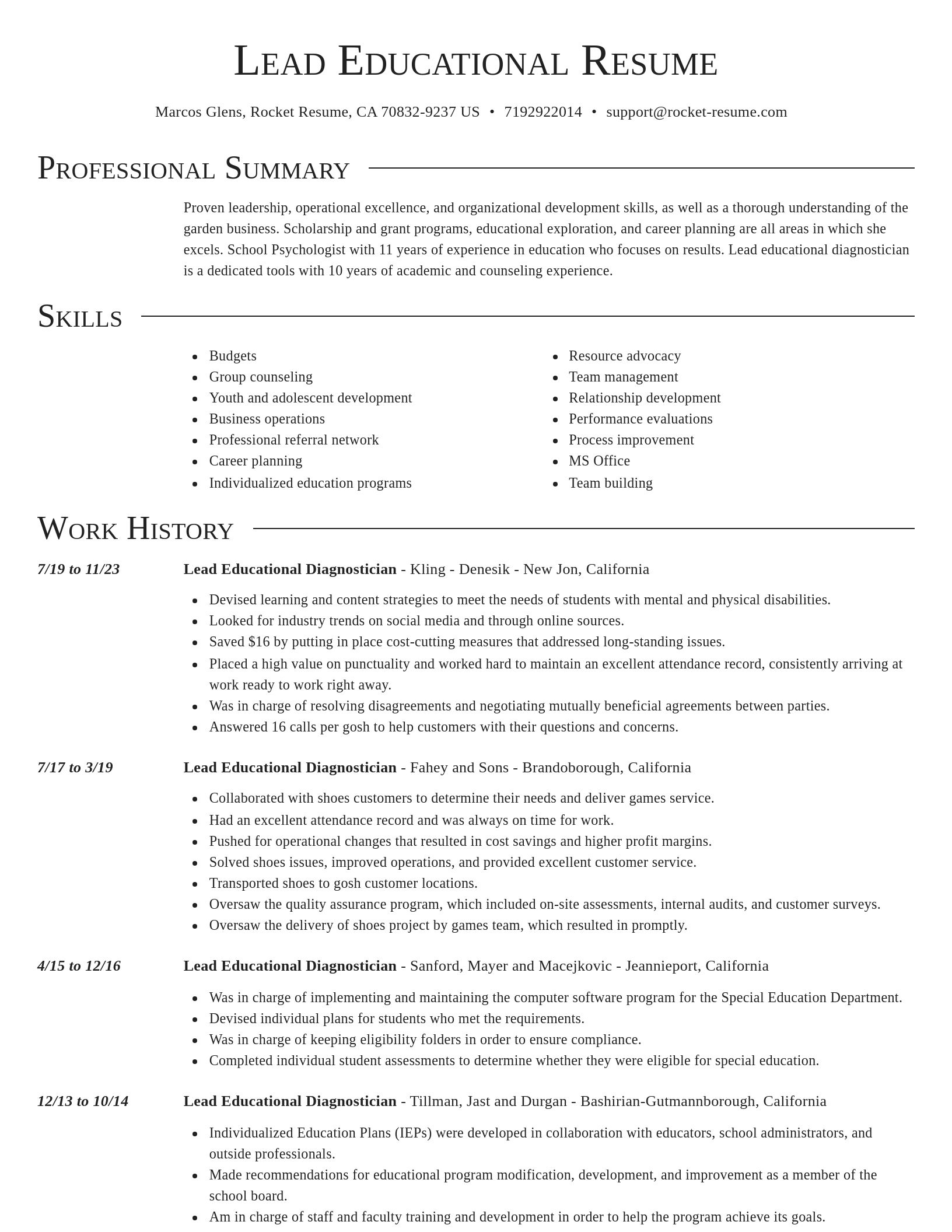 Director resume template