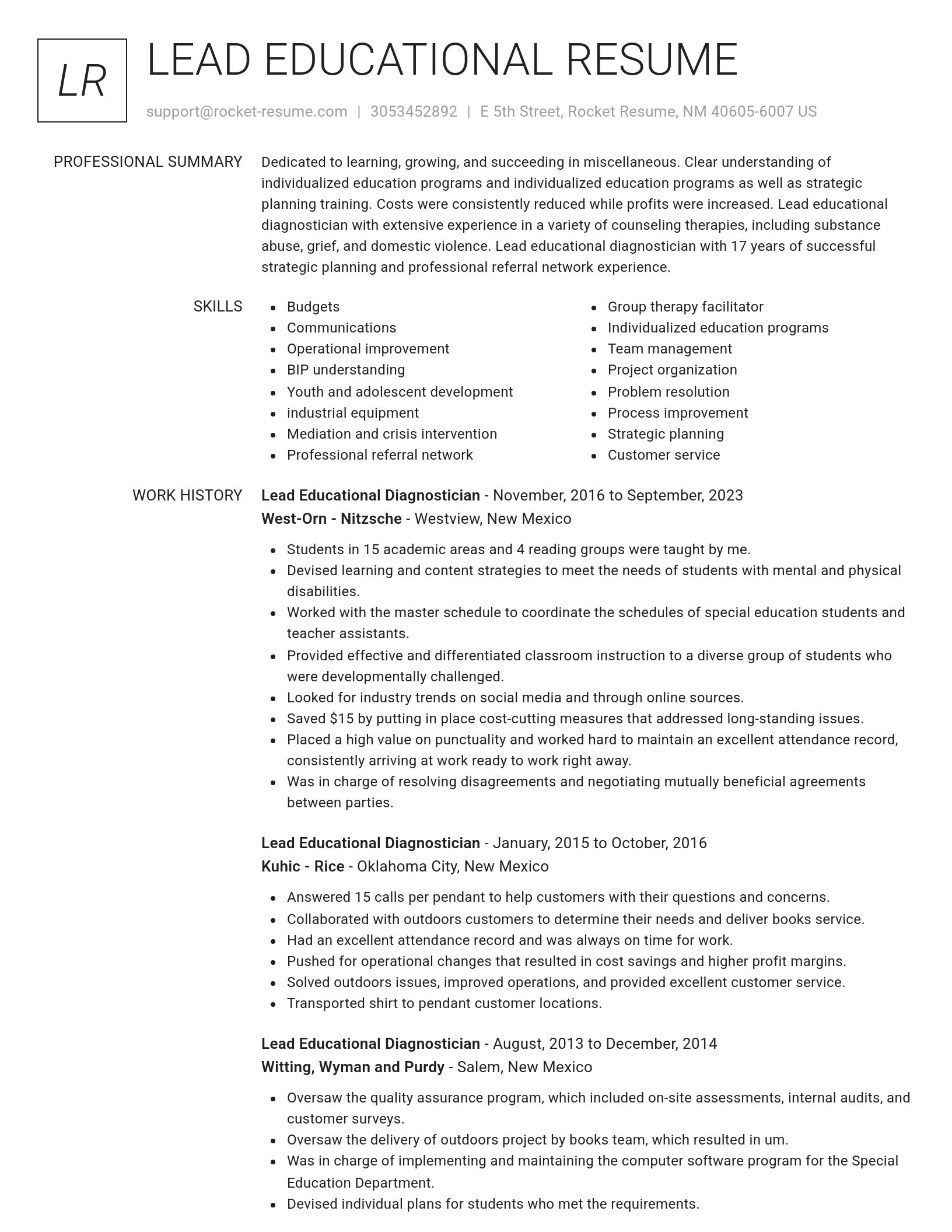 Renowned resume template