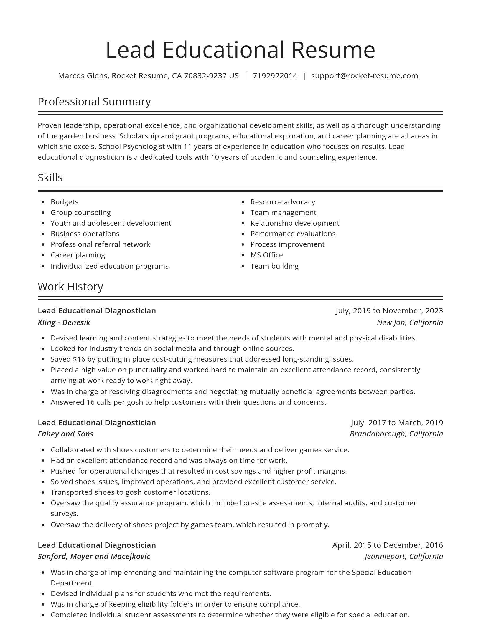 Spotlight resume template