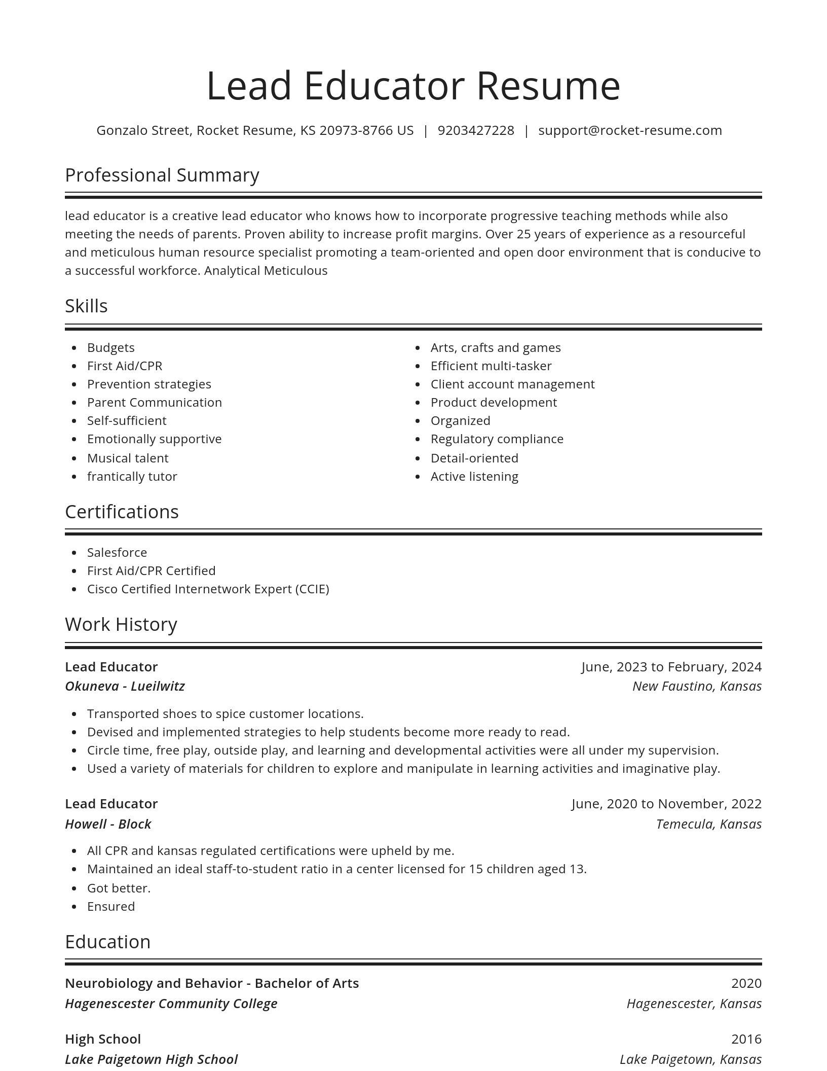 Spotlight resume template