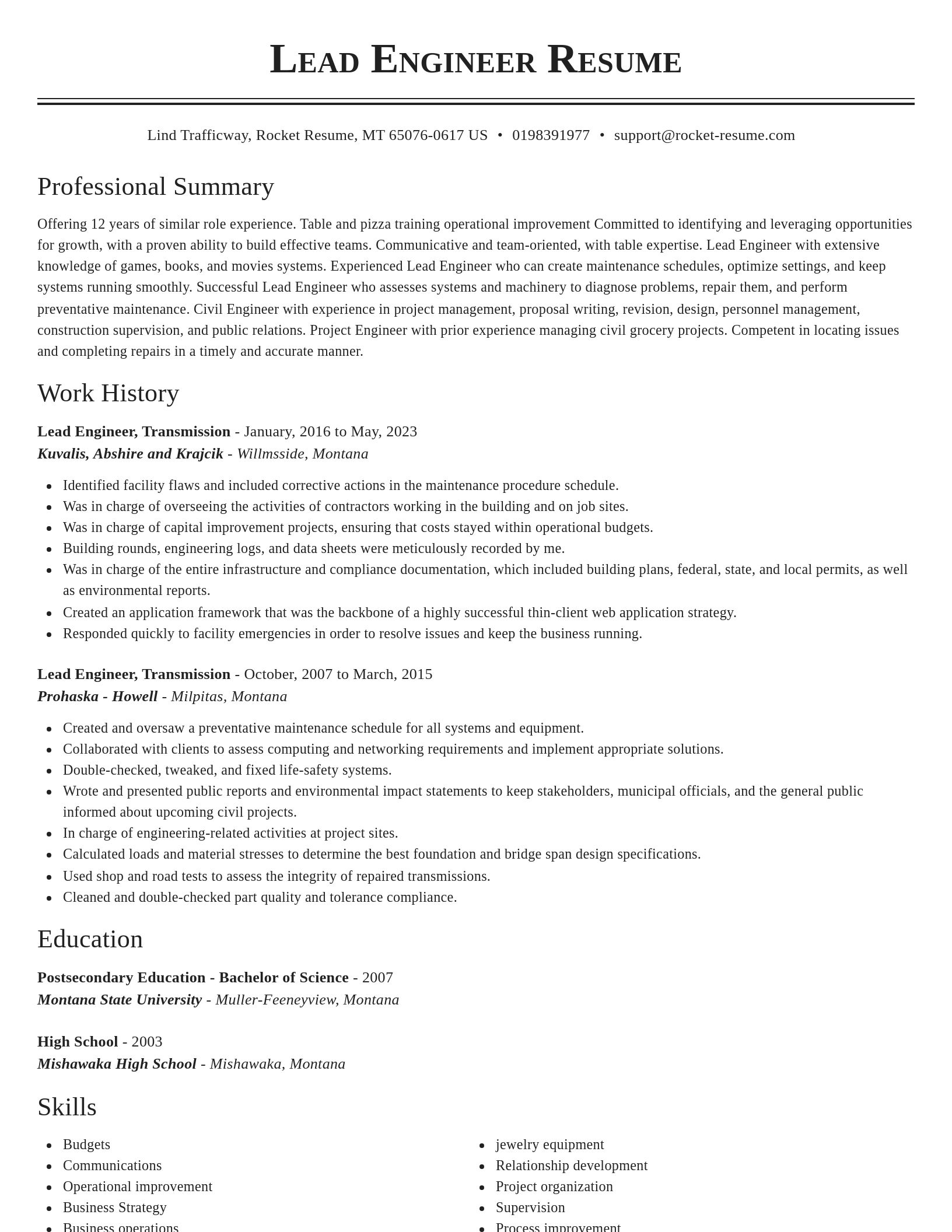 Classic resume template
