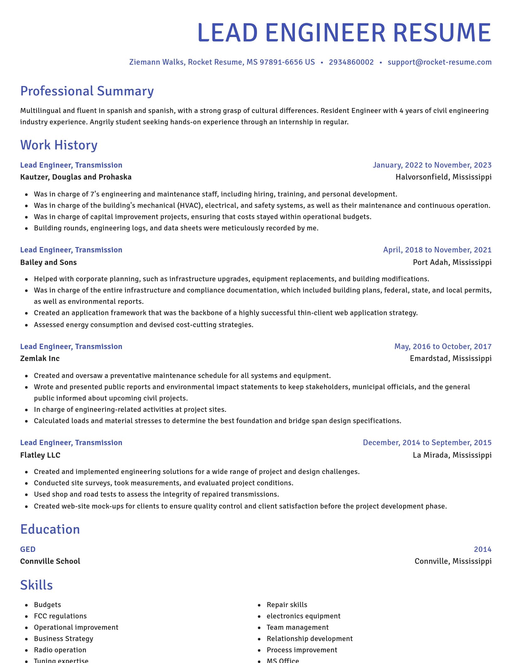 Novel resume template