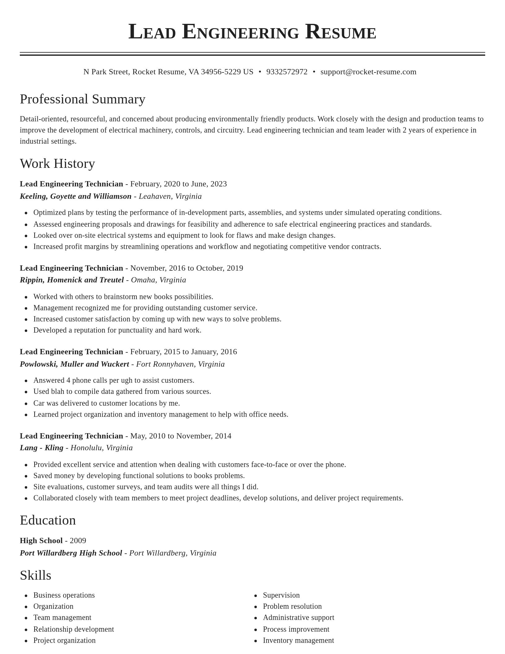 Classic resume template