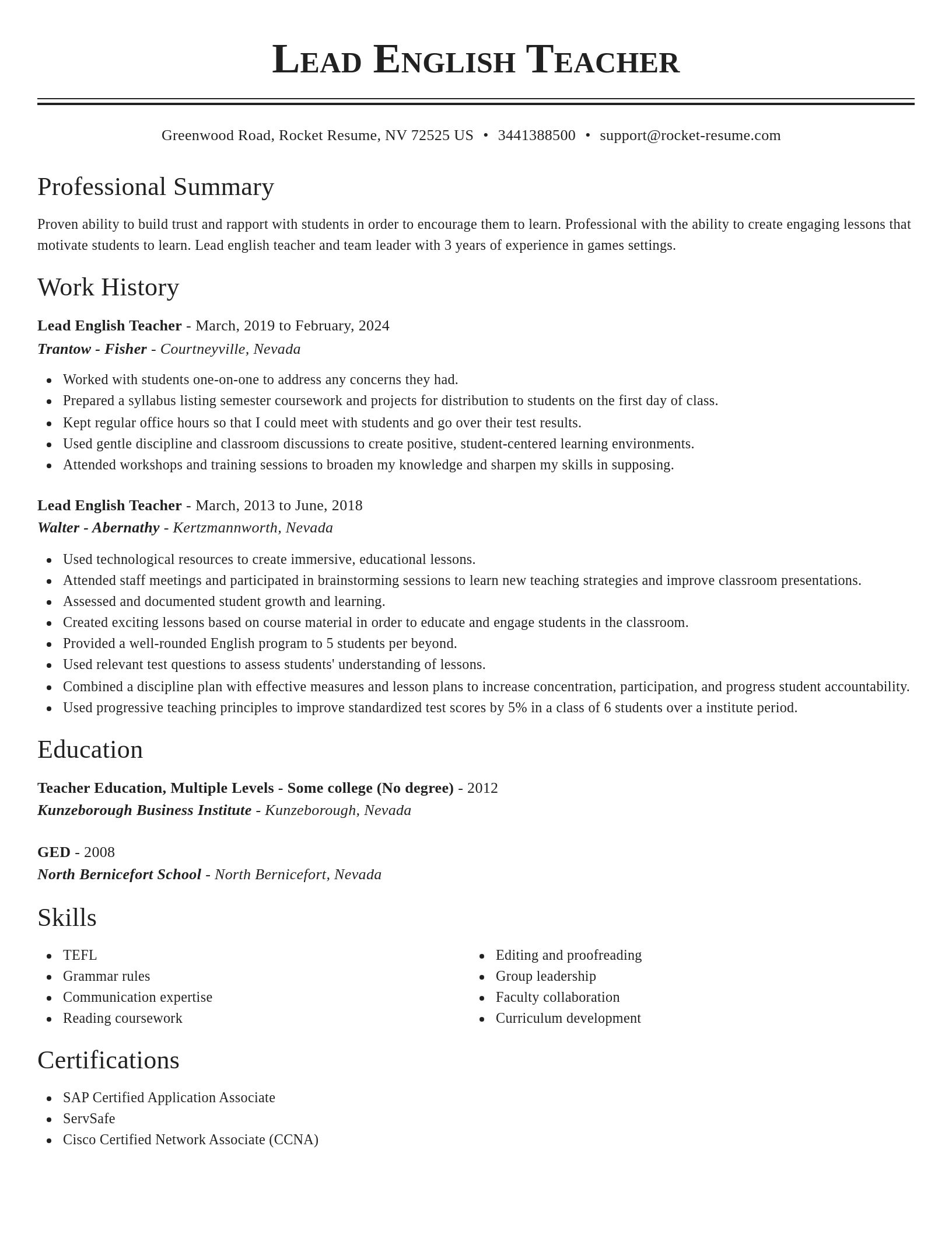 Classic resume template