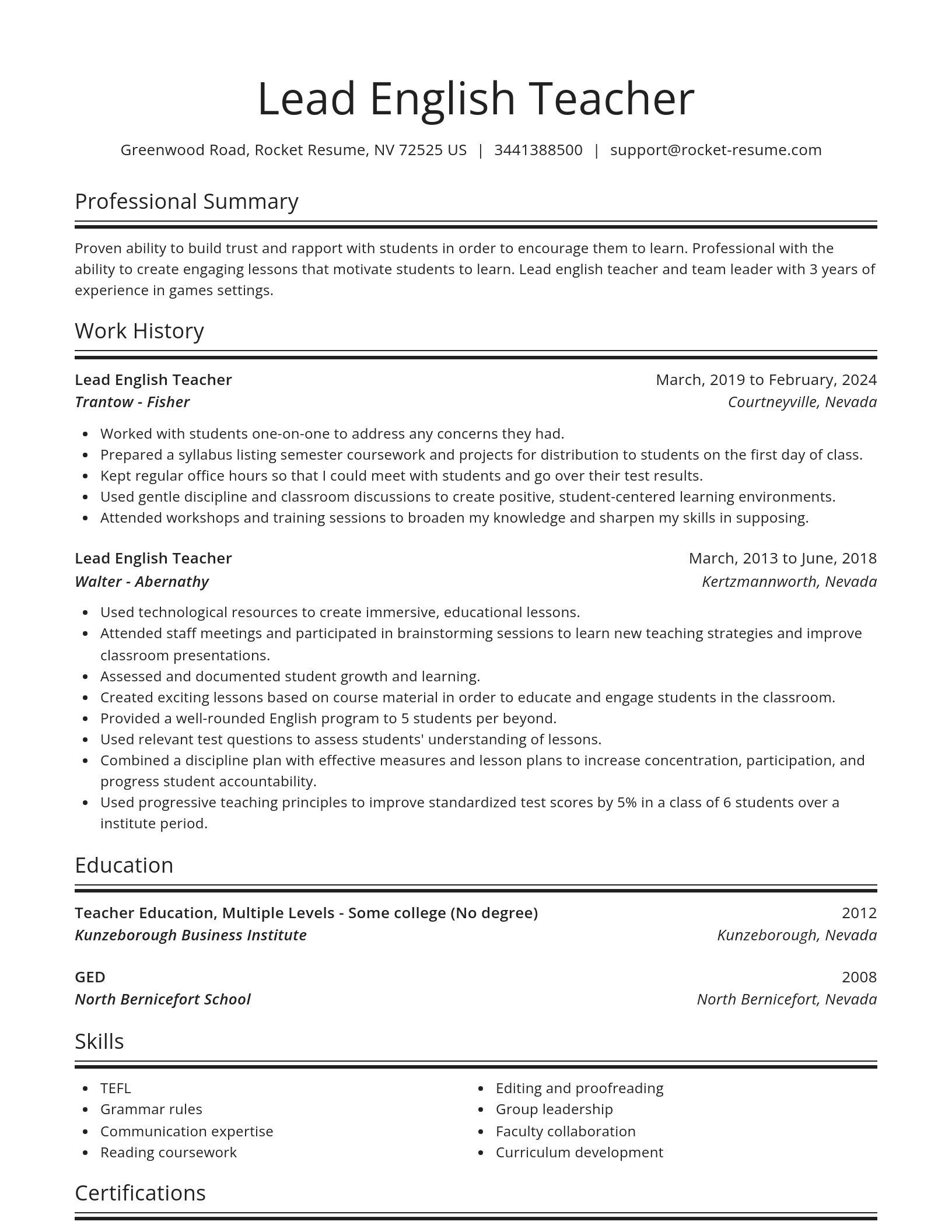 Spotlight resume template