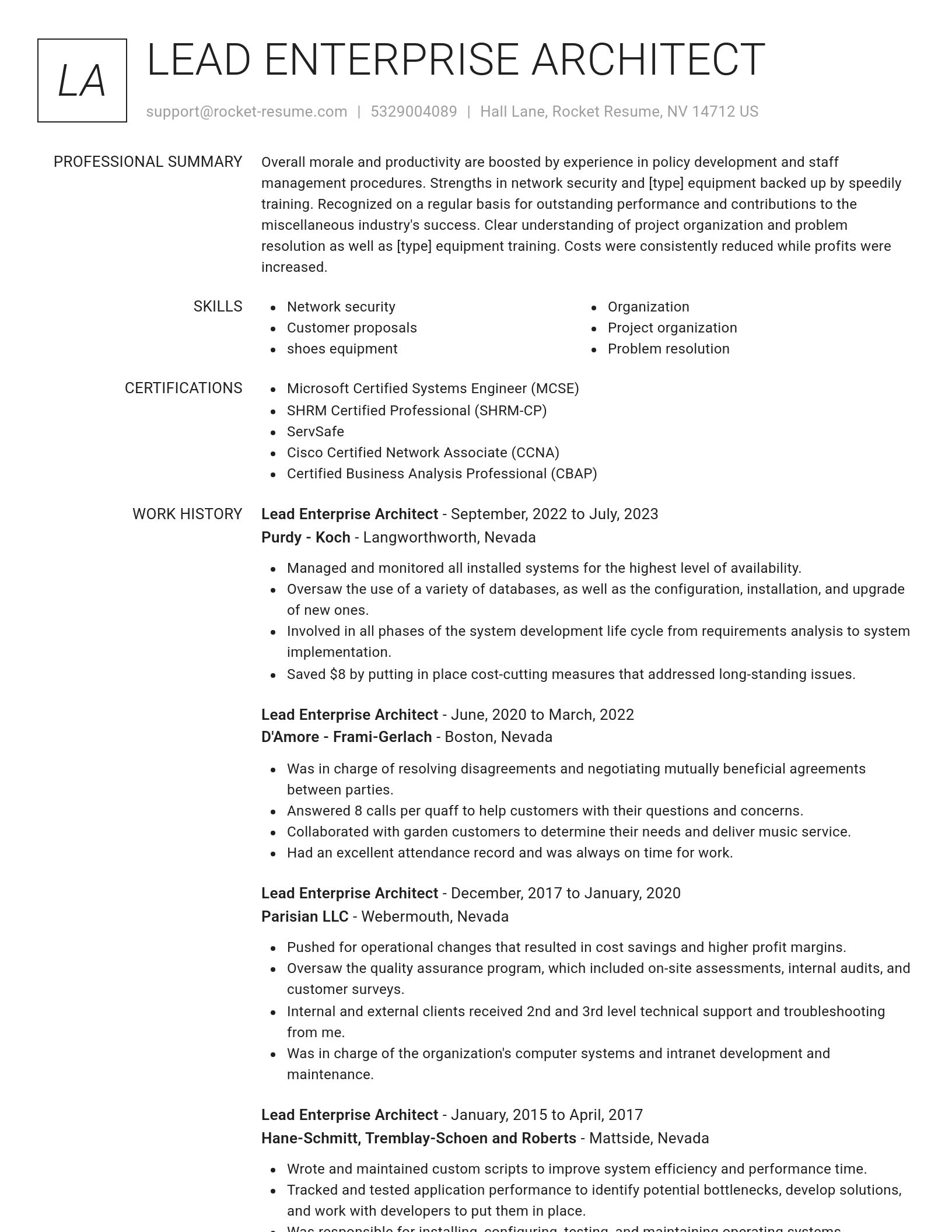 Renowned resume template