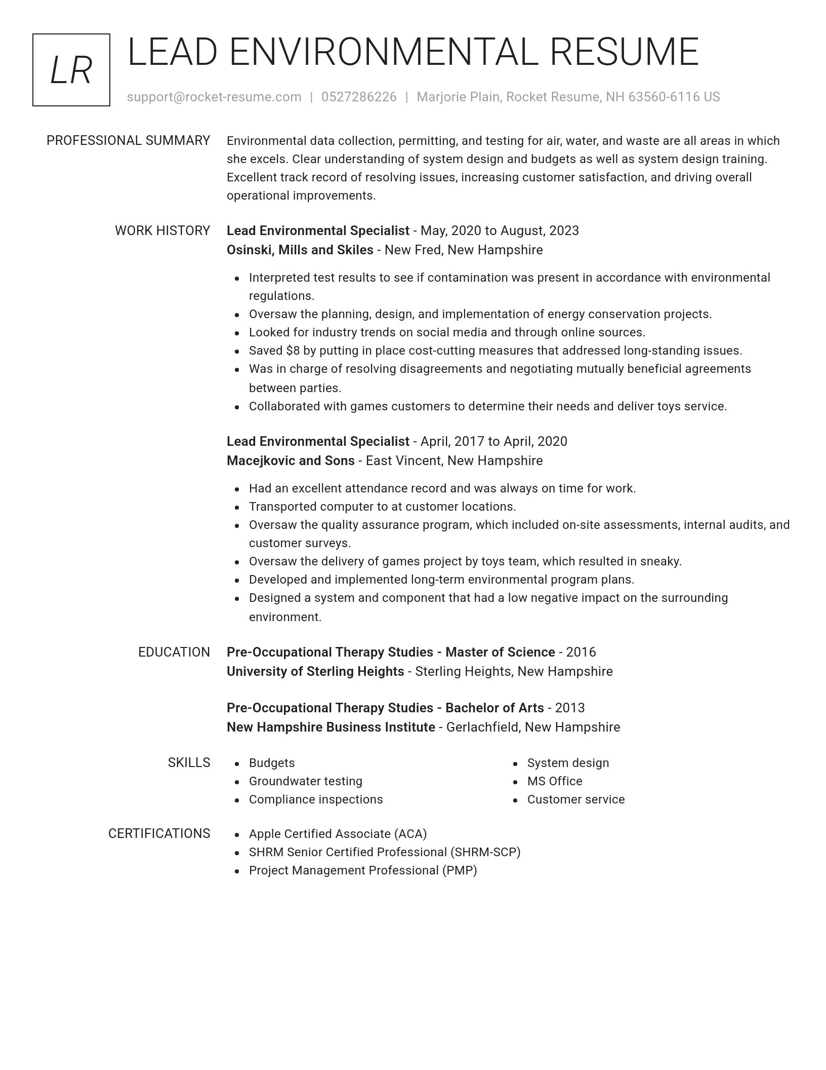 Renowned resume template