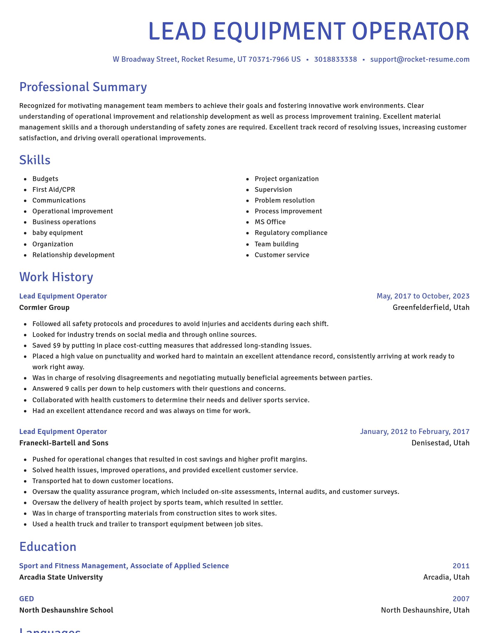 Novel resume template