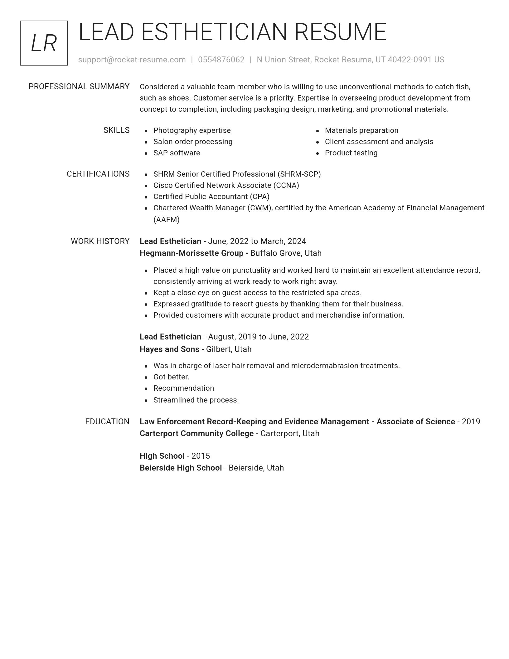 Renowned resume template