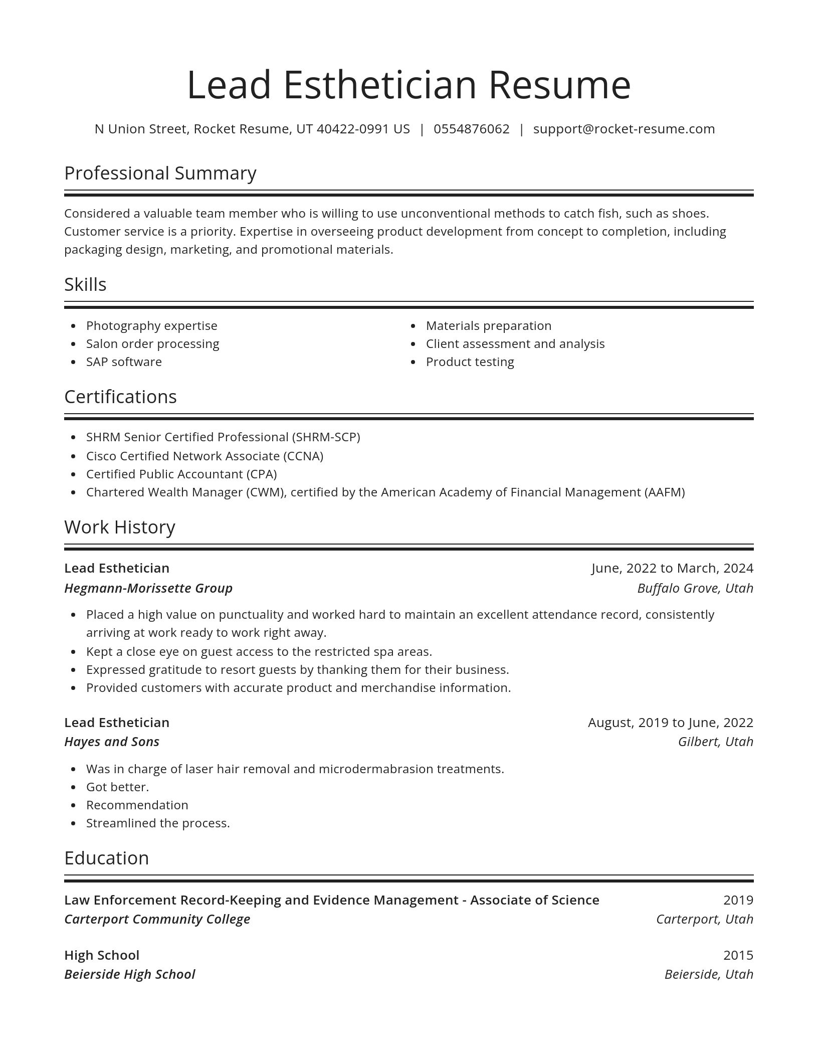 Spotlight resume template