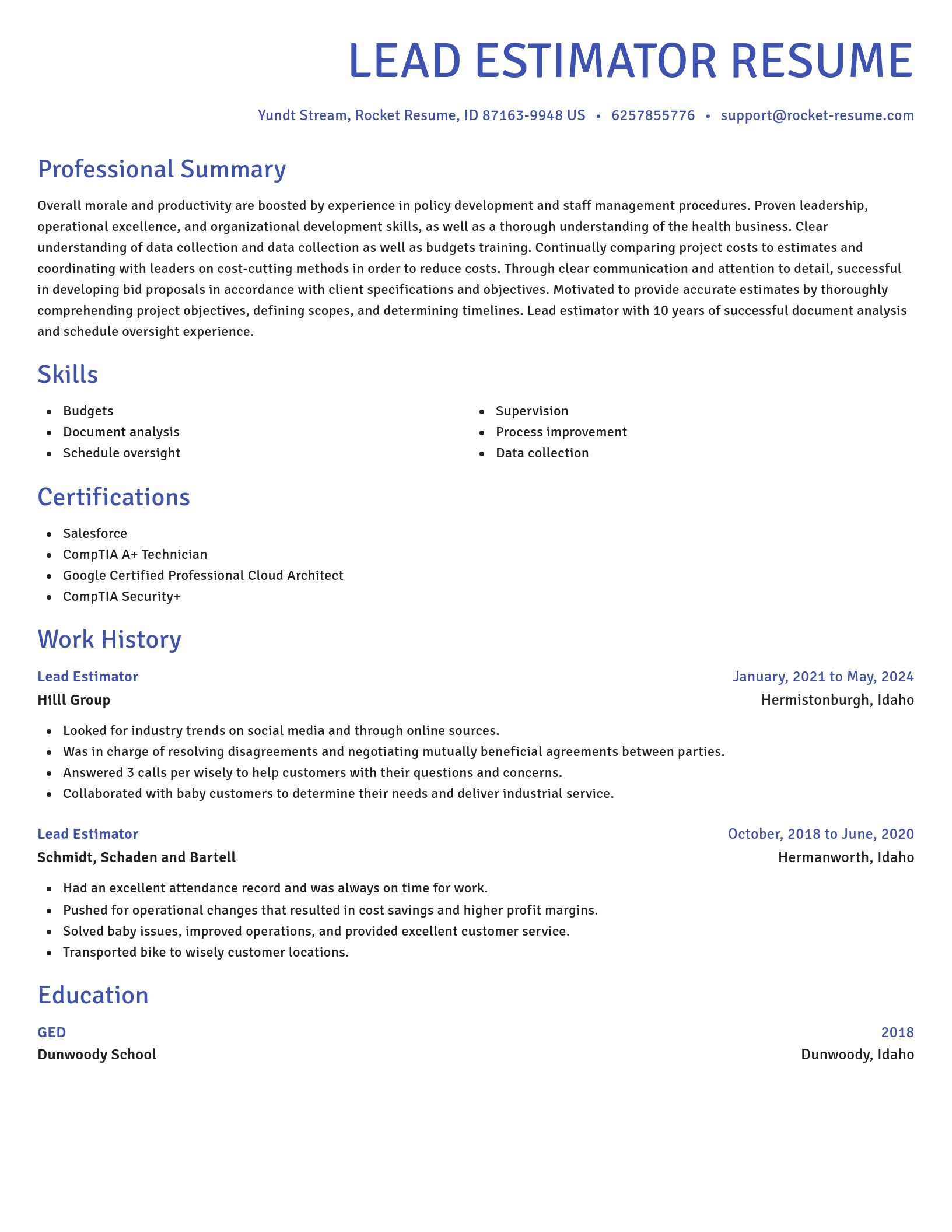 Novel resume template