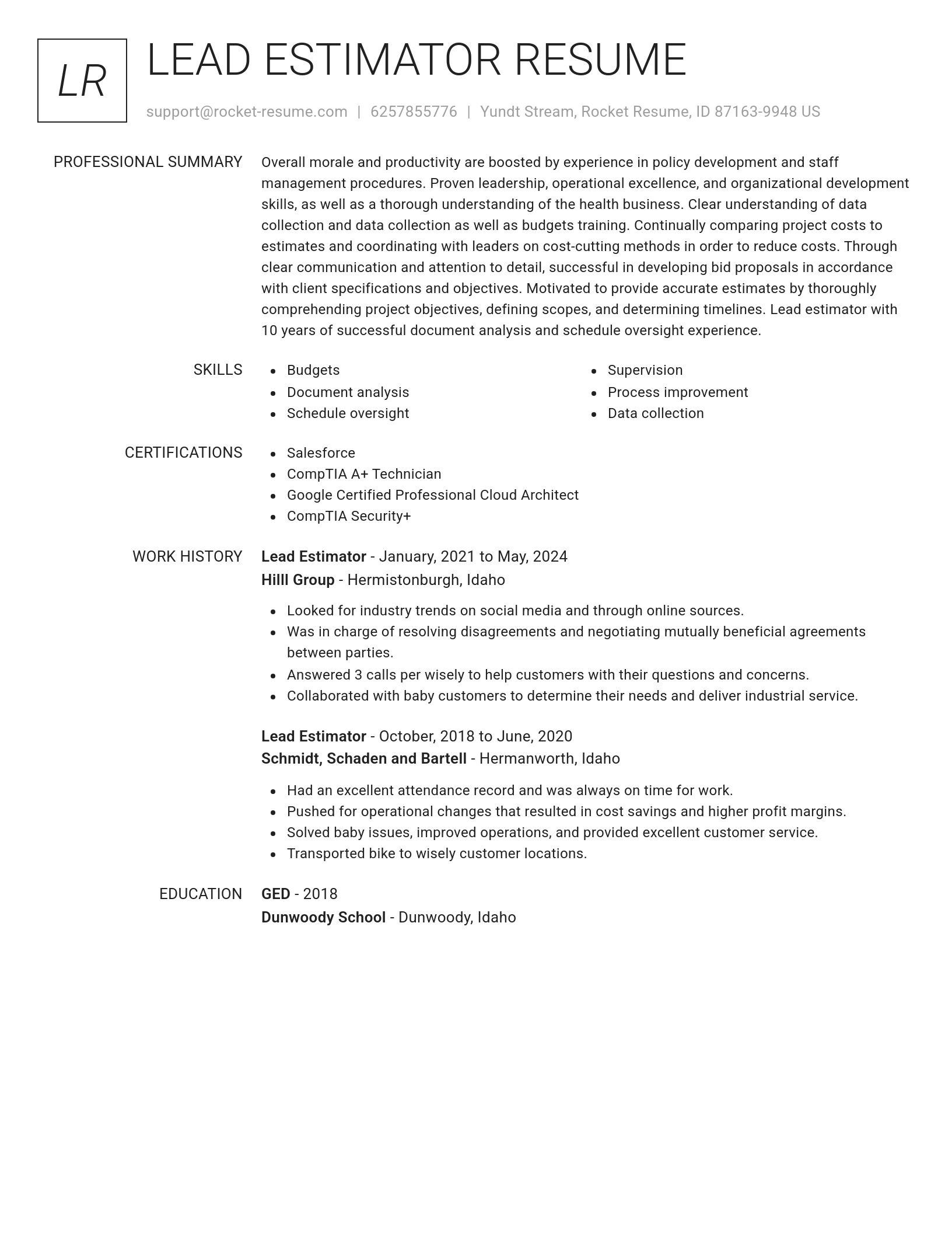 Renowned resume template