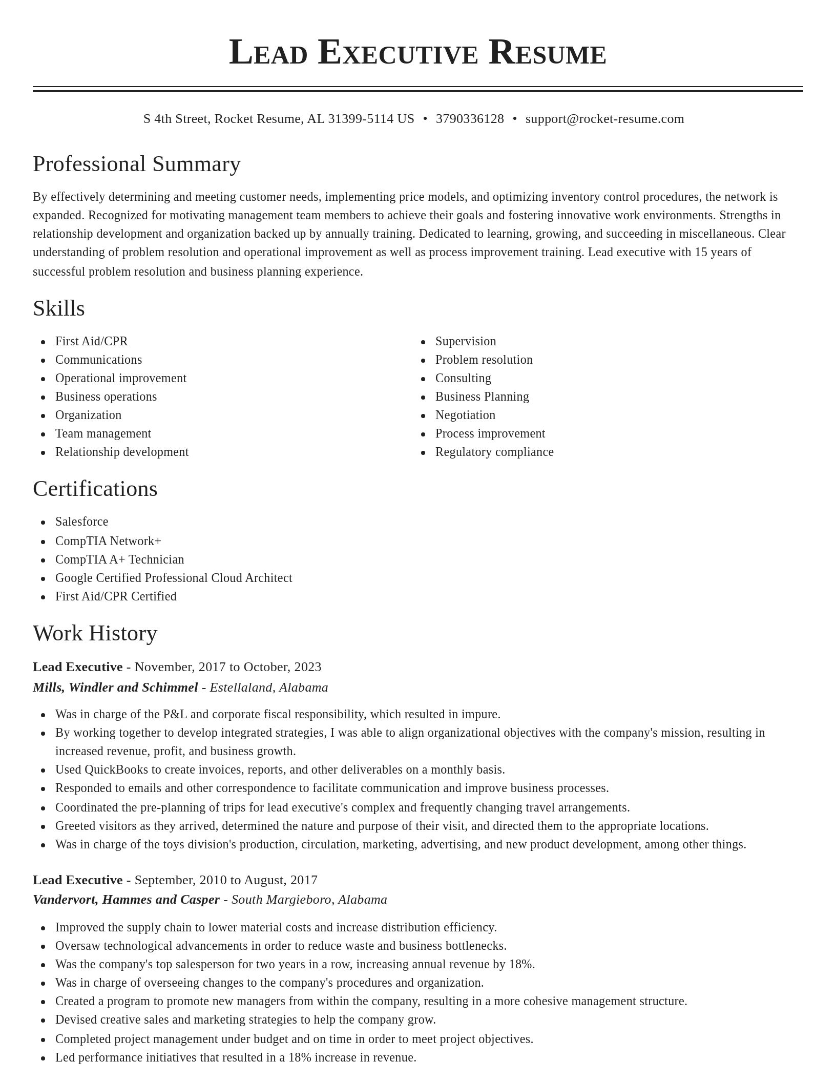 Classic resume template