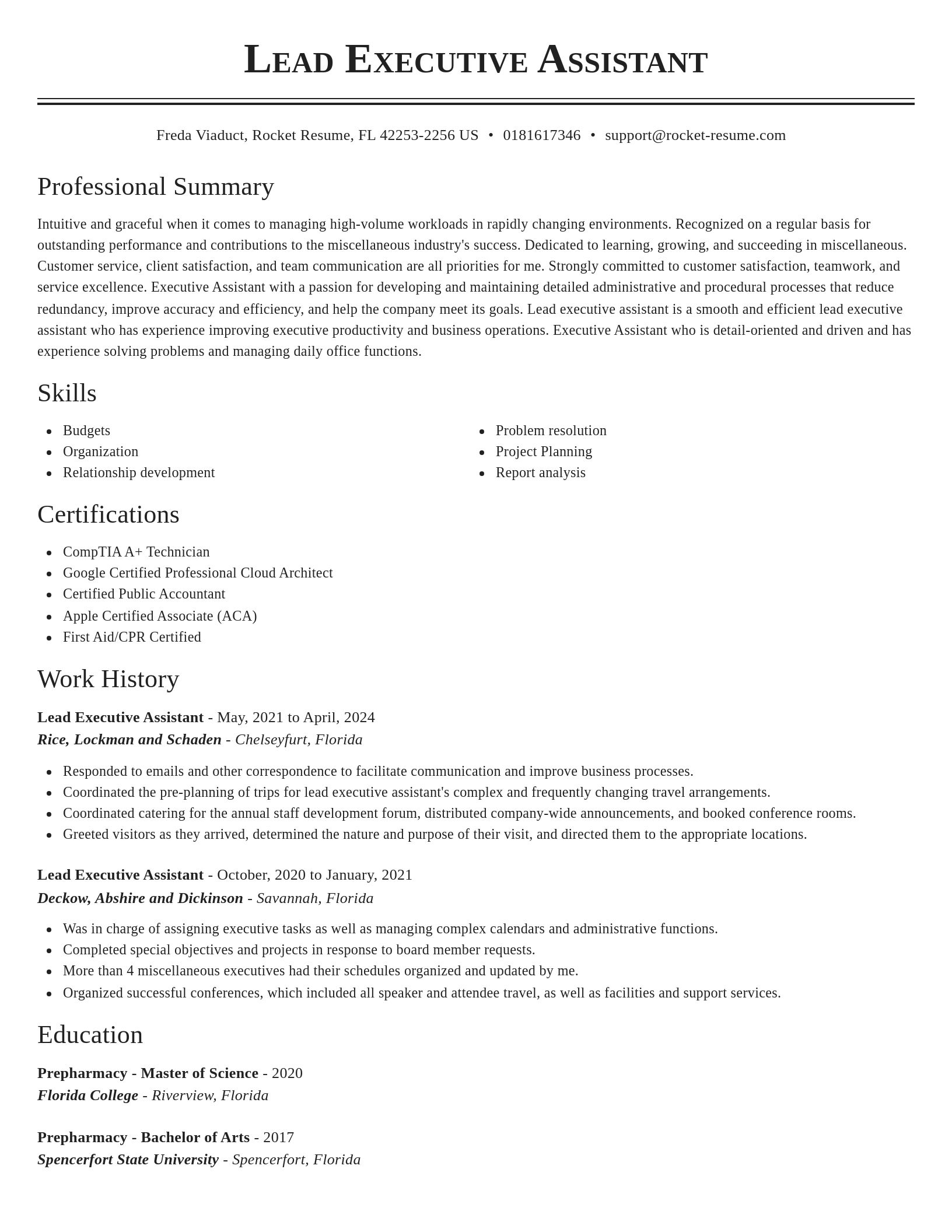 Classic resume template