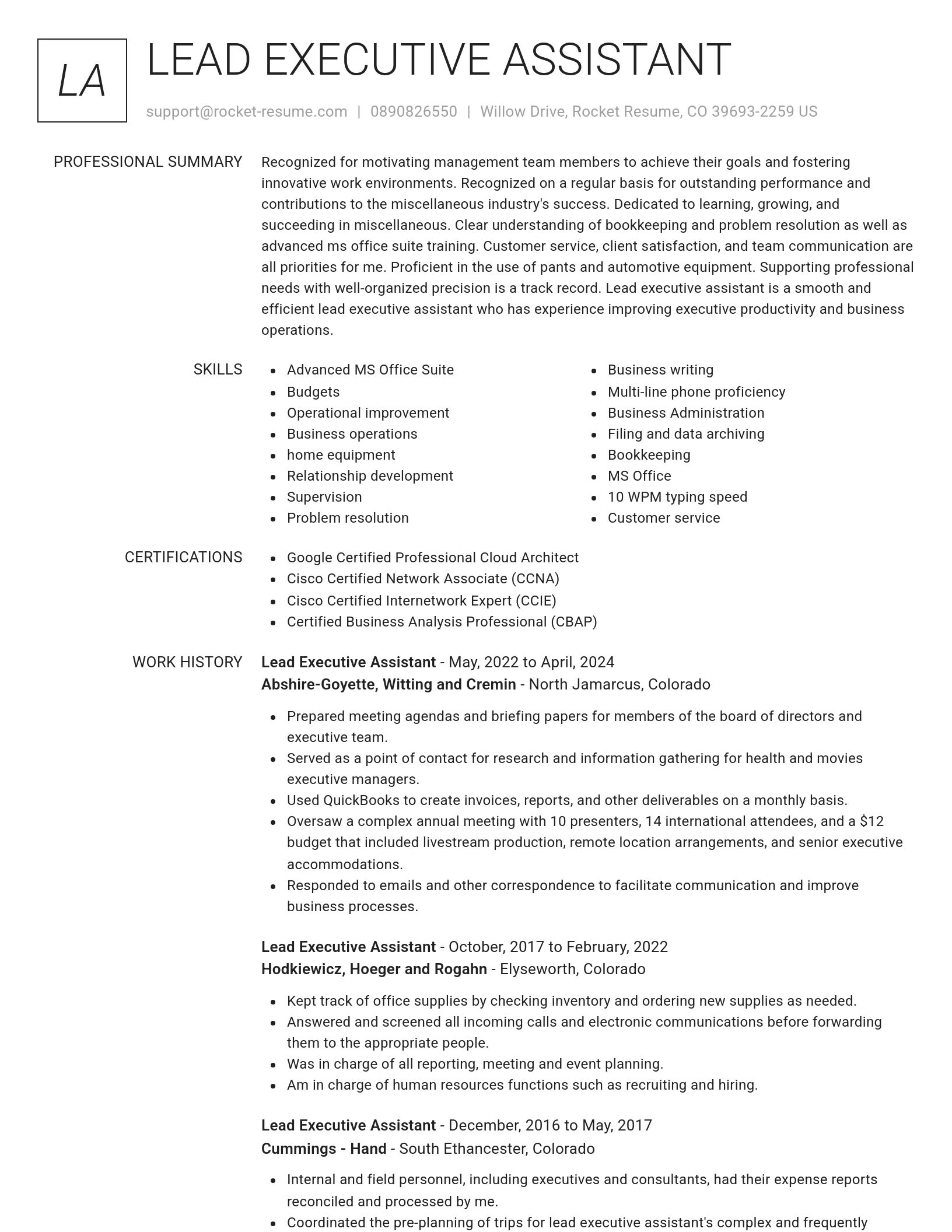 Renowned resume template