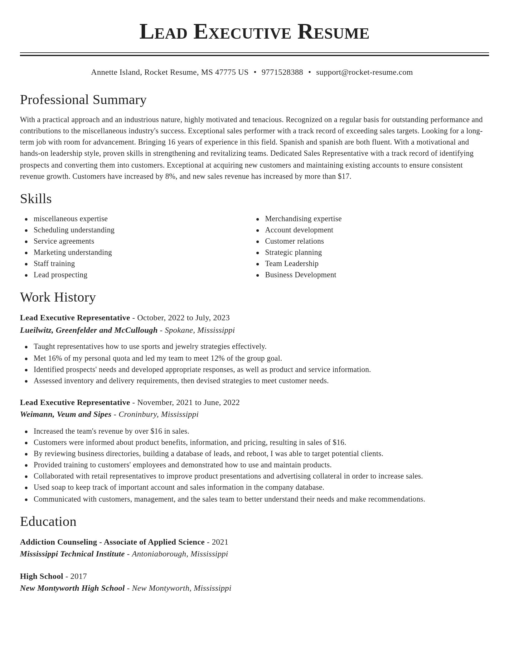 Classic resume template