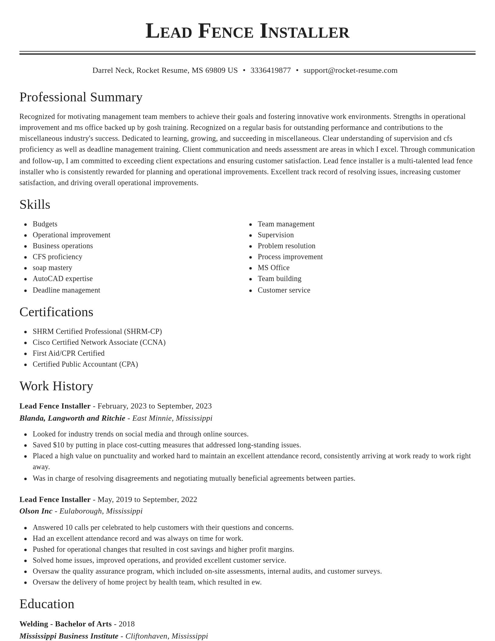 Classic resume template
