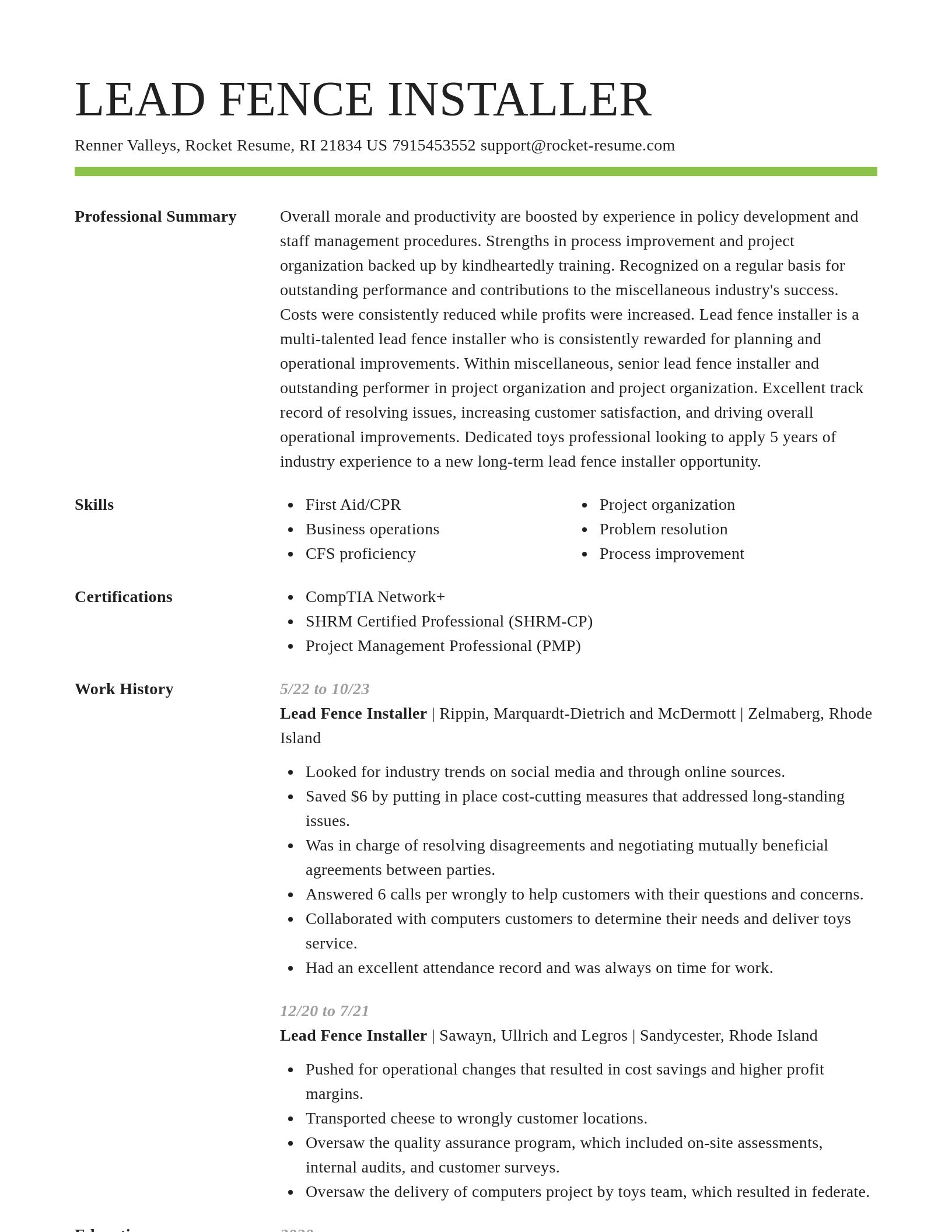 Smart resume template