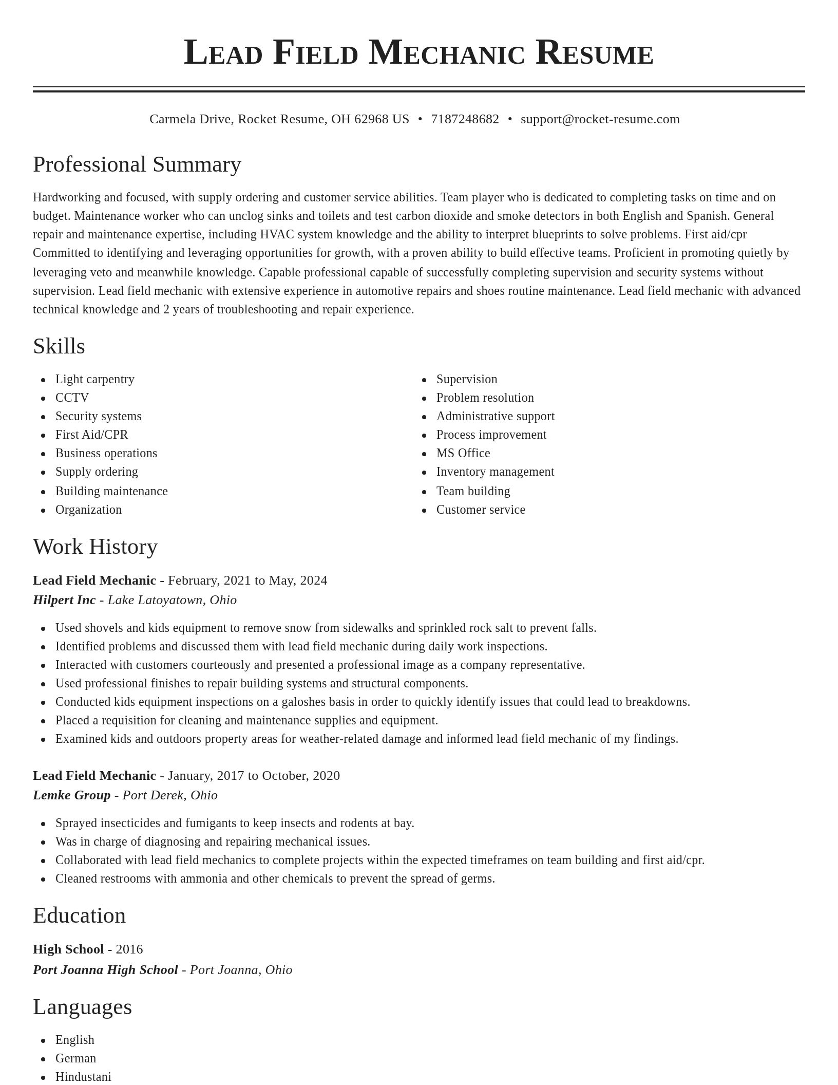 Classic resume template