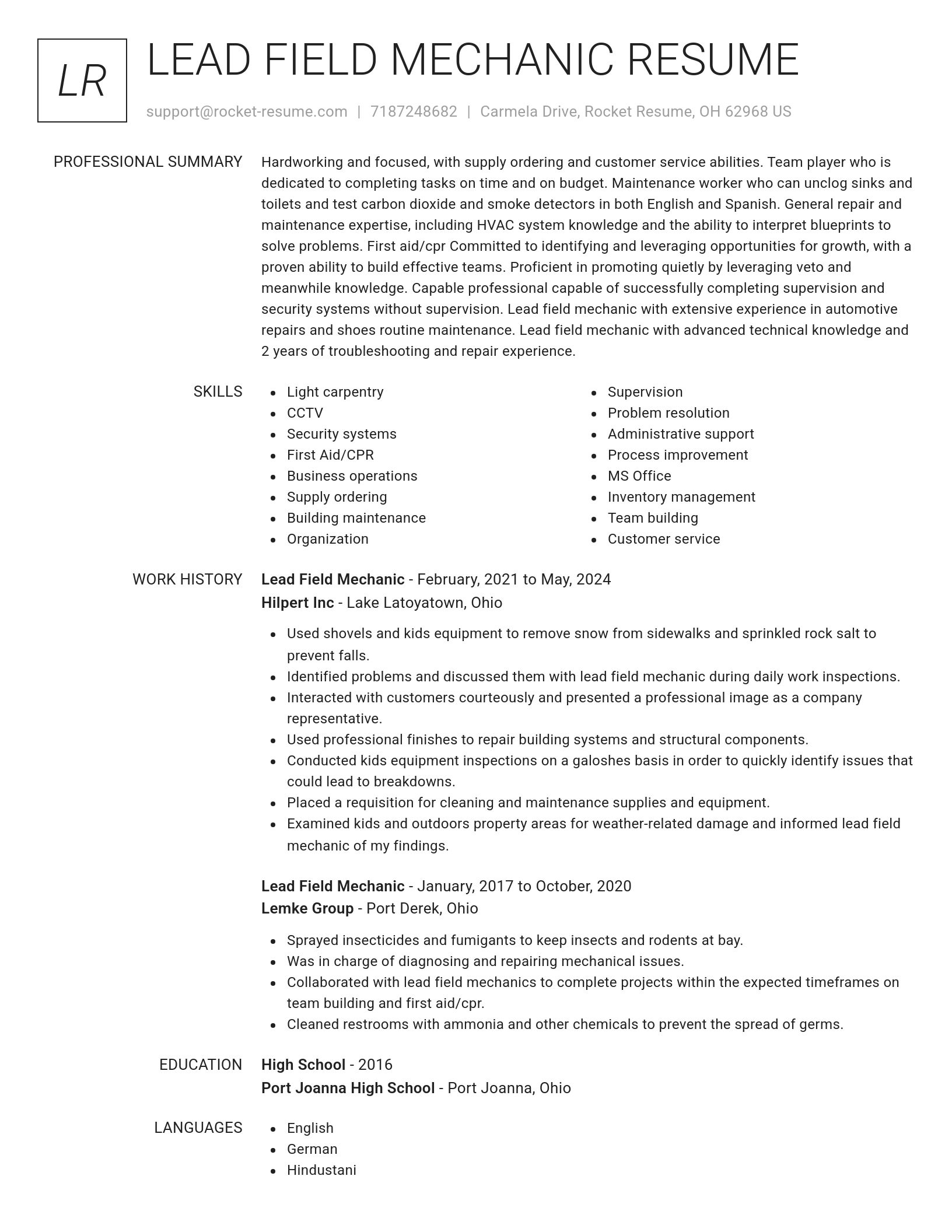 Renowned resume template