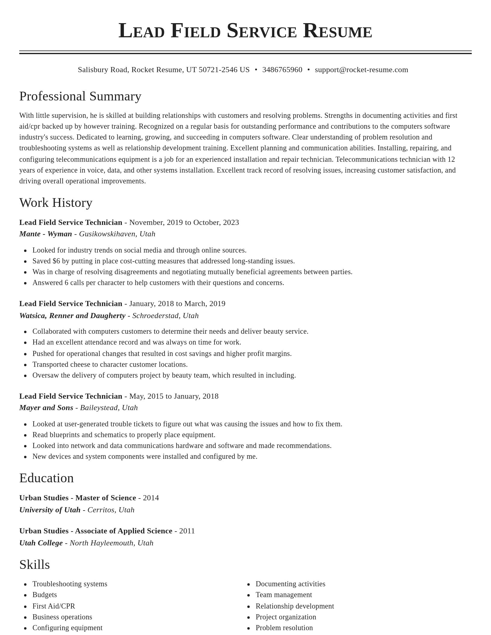 Classic resume template
