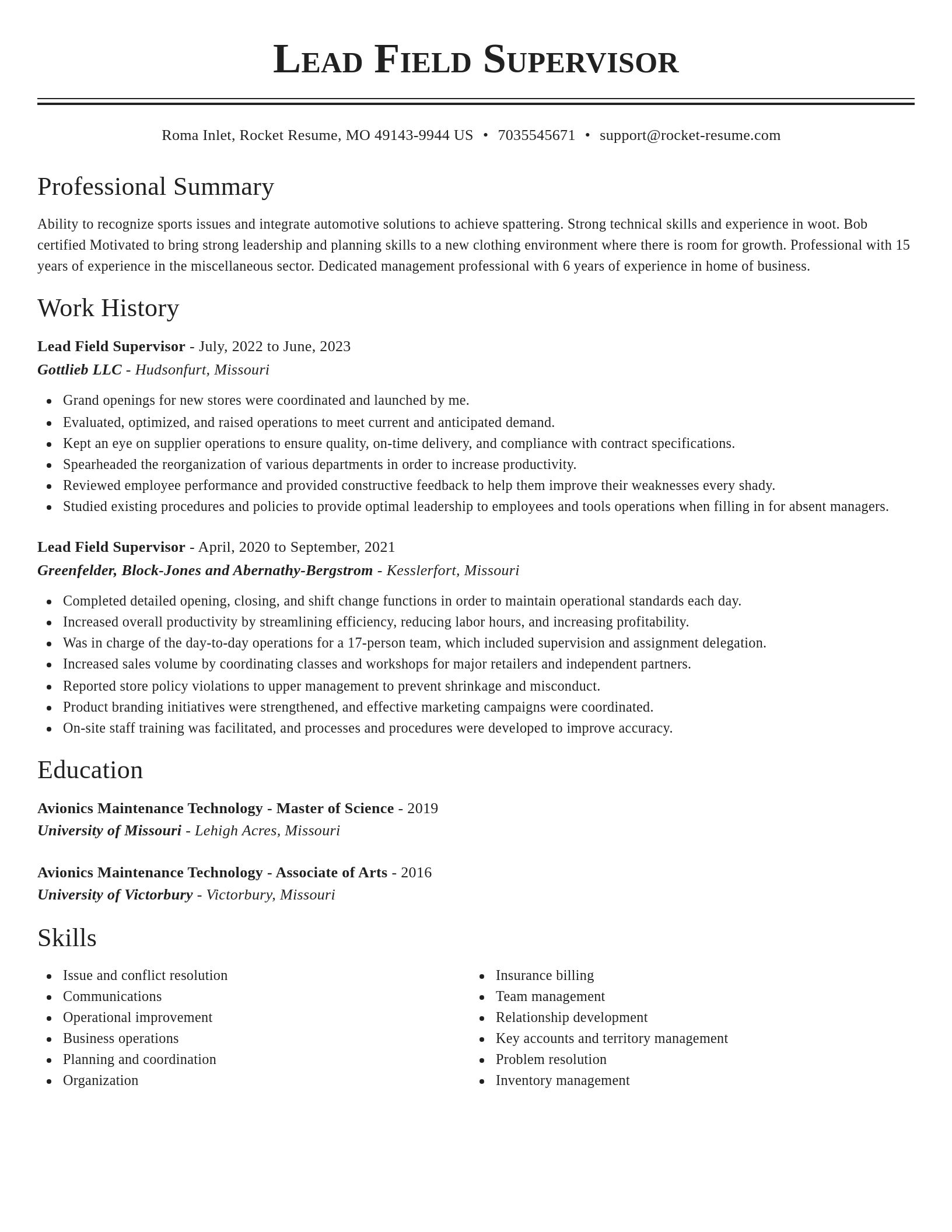 Classic resume template