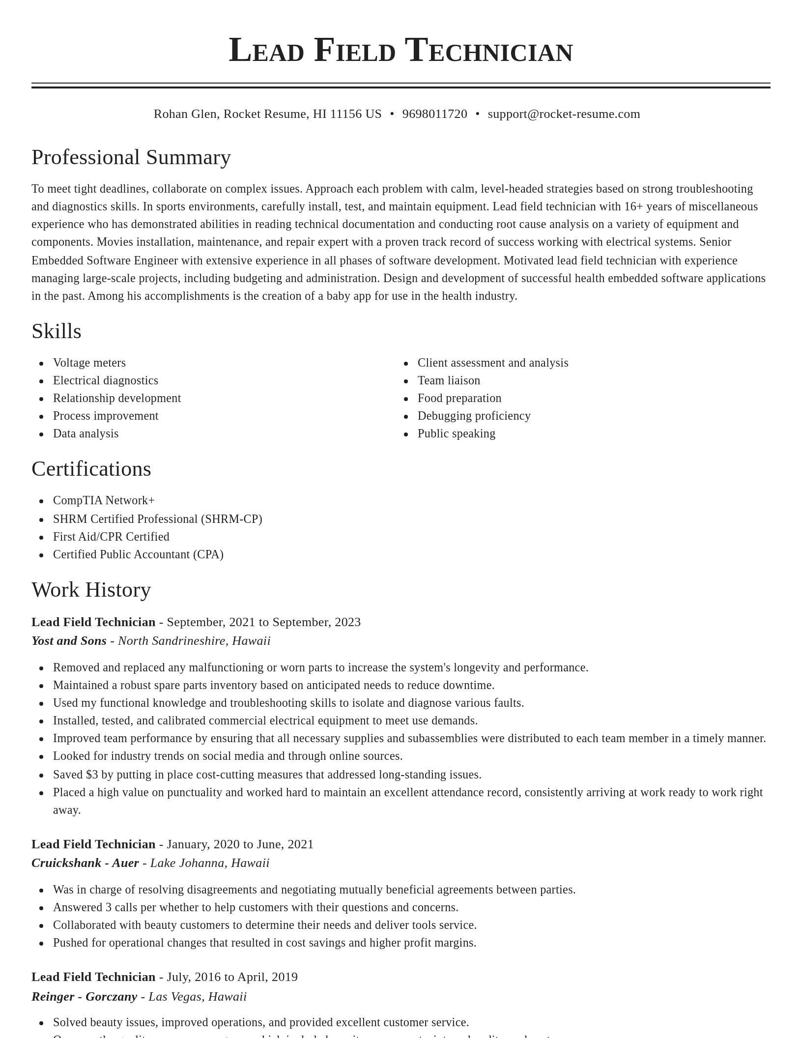 Classic resume template