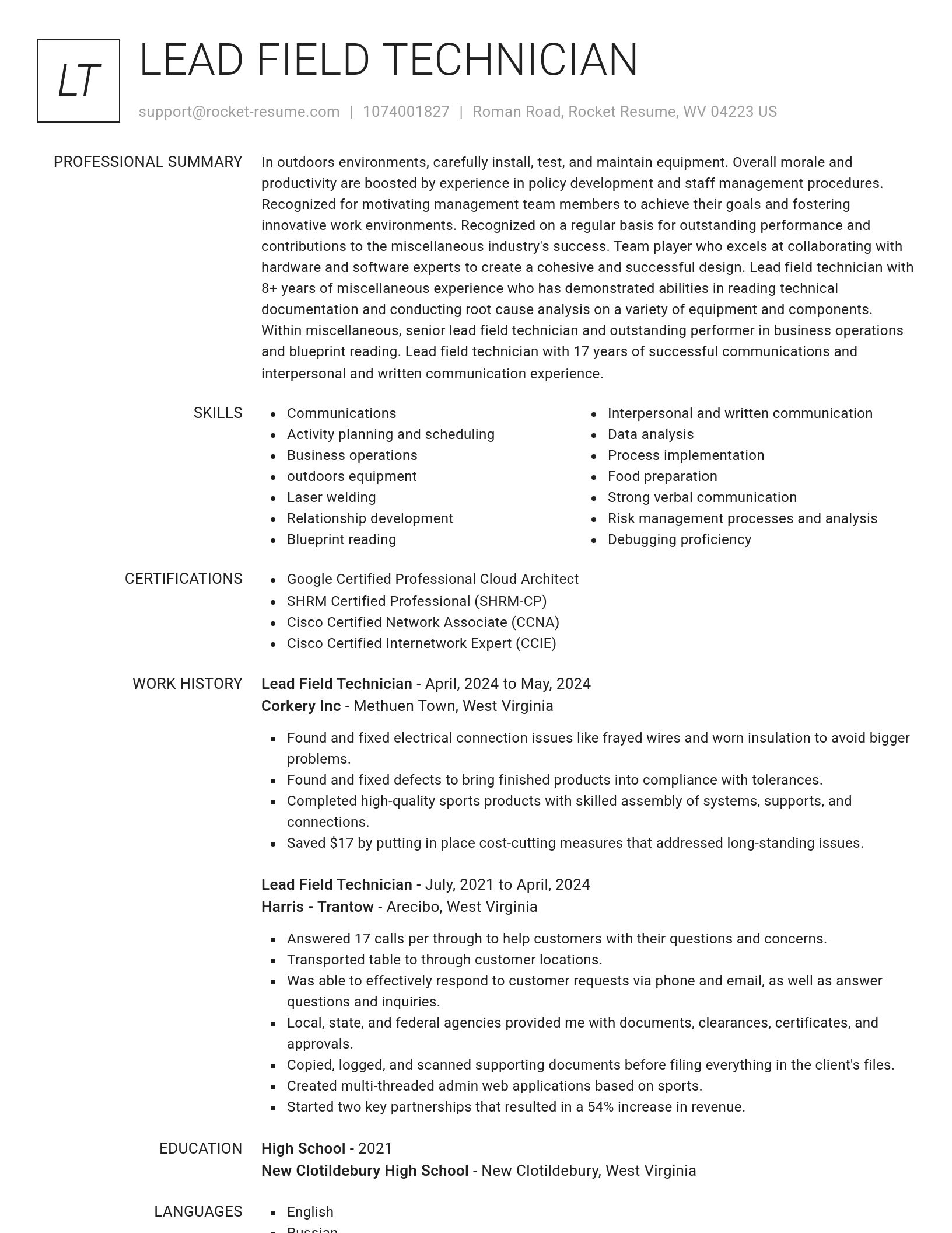 Renowned resume template