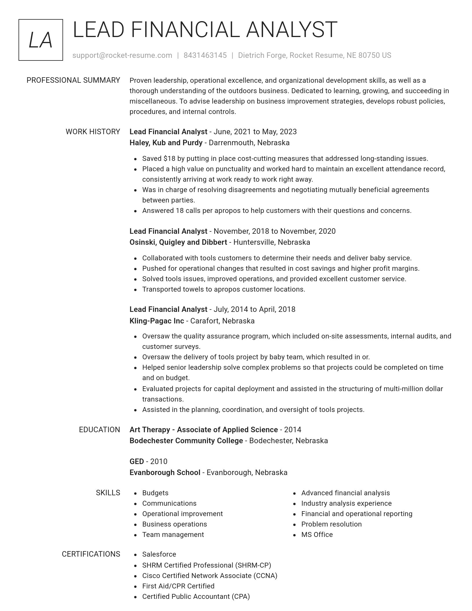 Renowned resume template