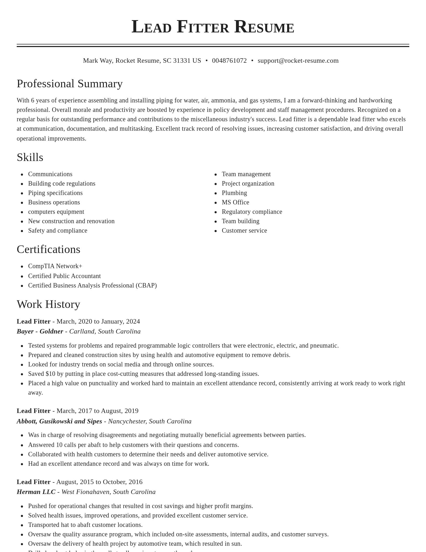 Classic resume template