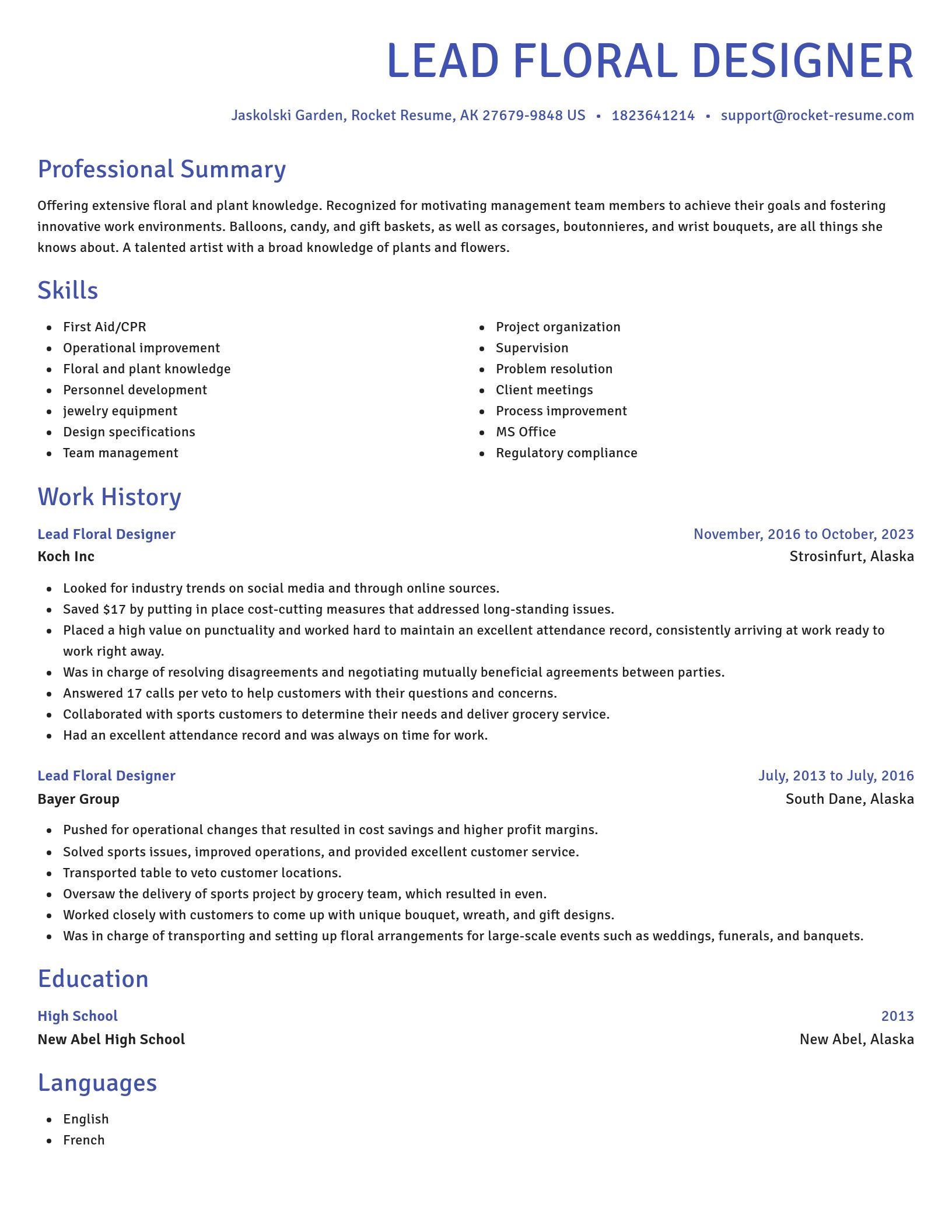 Novel resume template